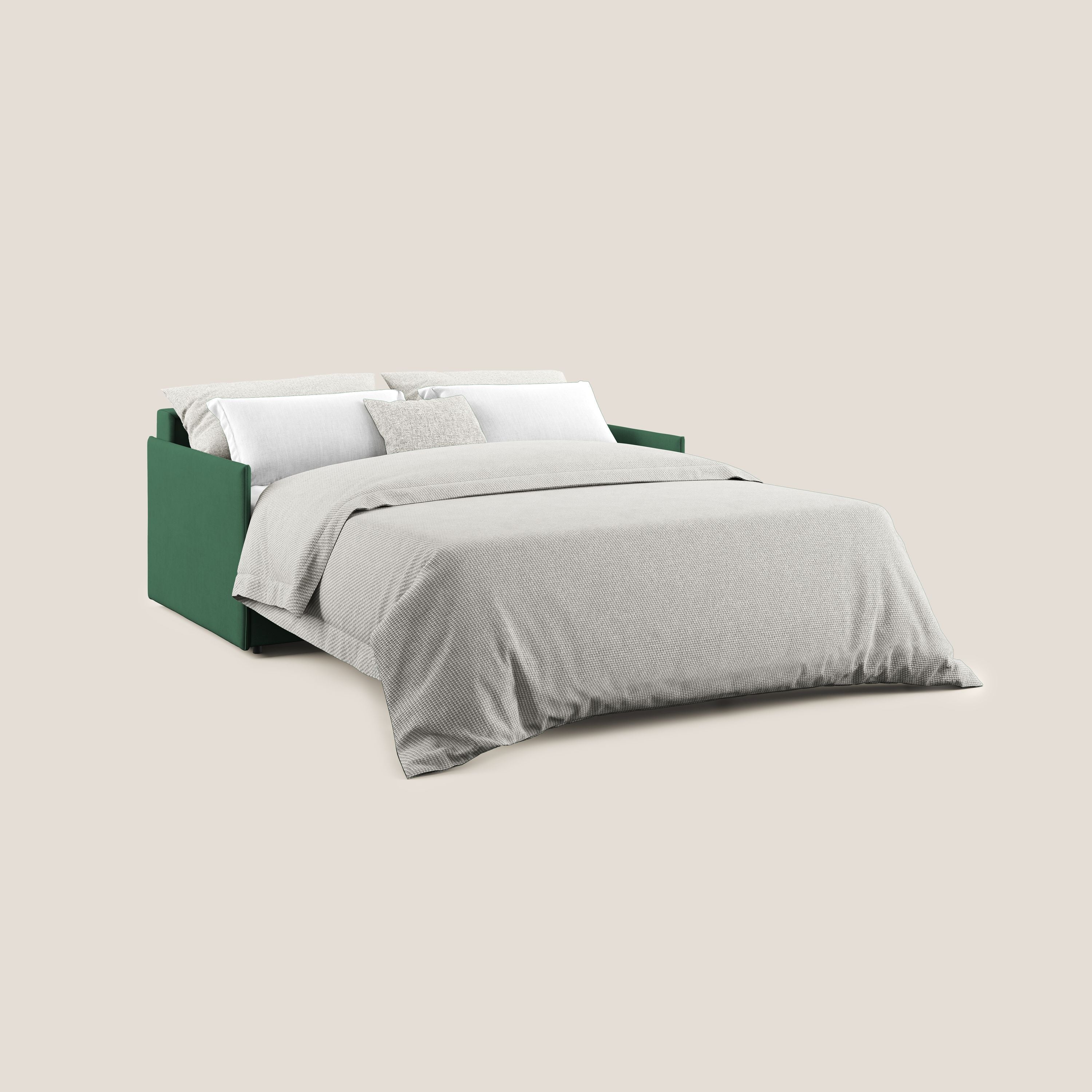 Evans Divano letto in morbido tessuto impermeabile T02 verde - divani.store