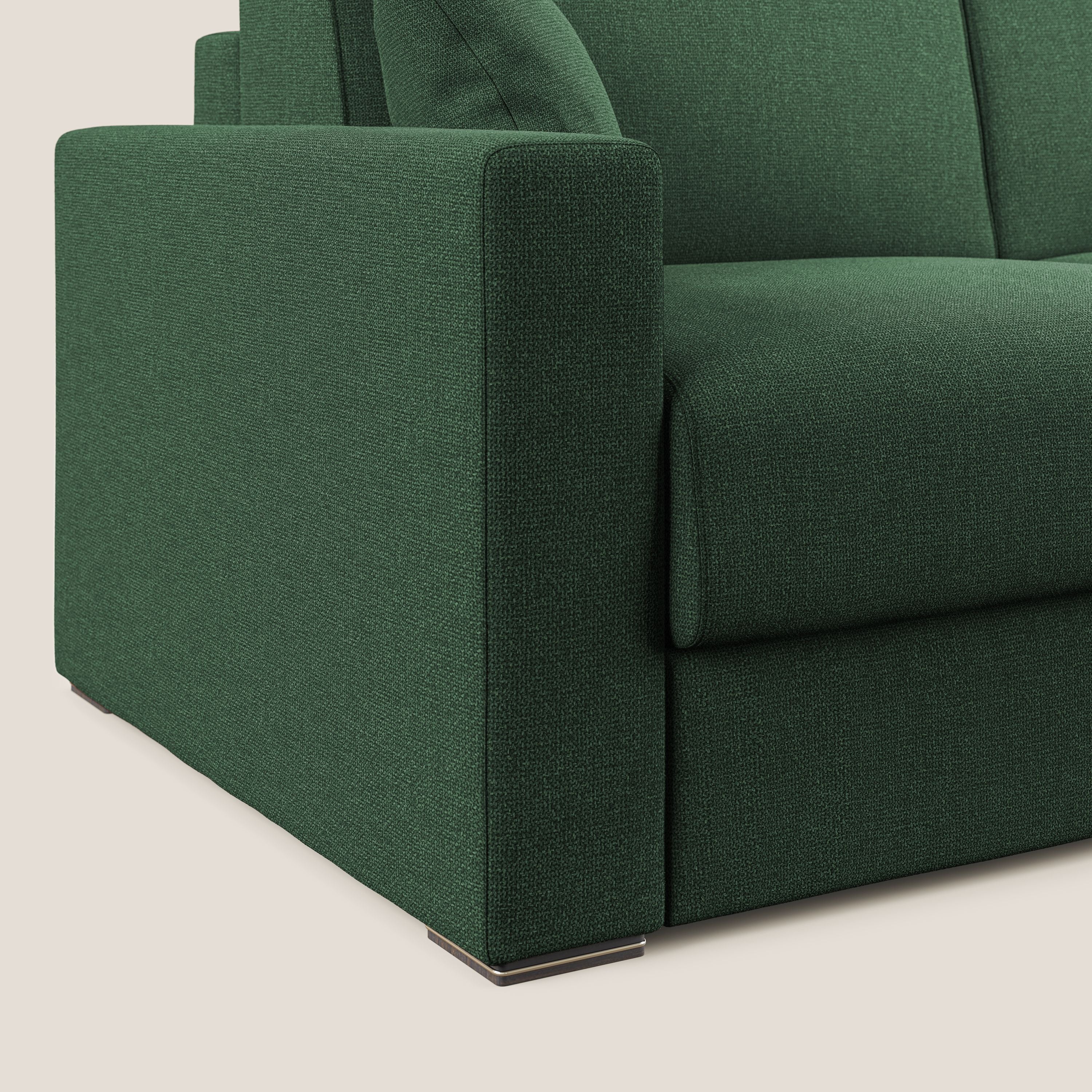 Best Divano letto angolare con penisola in tessuto smacchiabile QuickClean T08 verde - divani.store