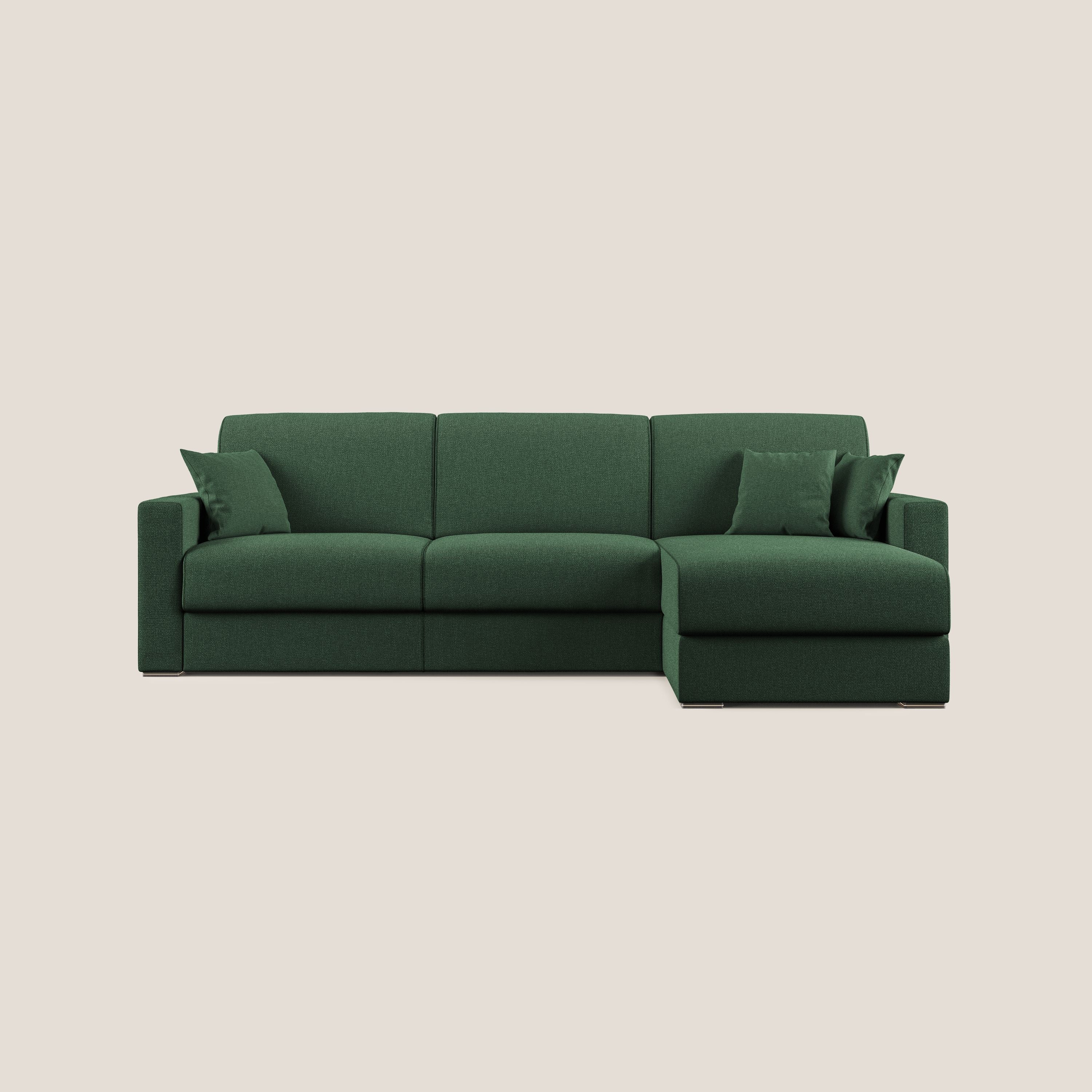 Best Divano letto angolare con penisola in tessuto smacchiabile QuickClean T08 verde - divani.store