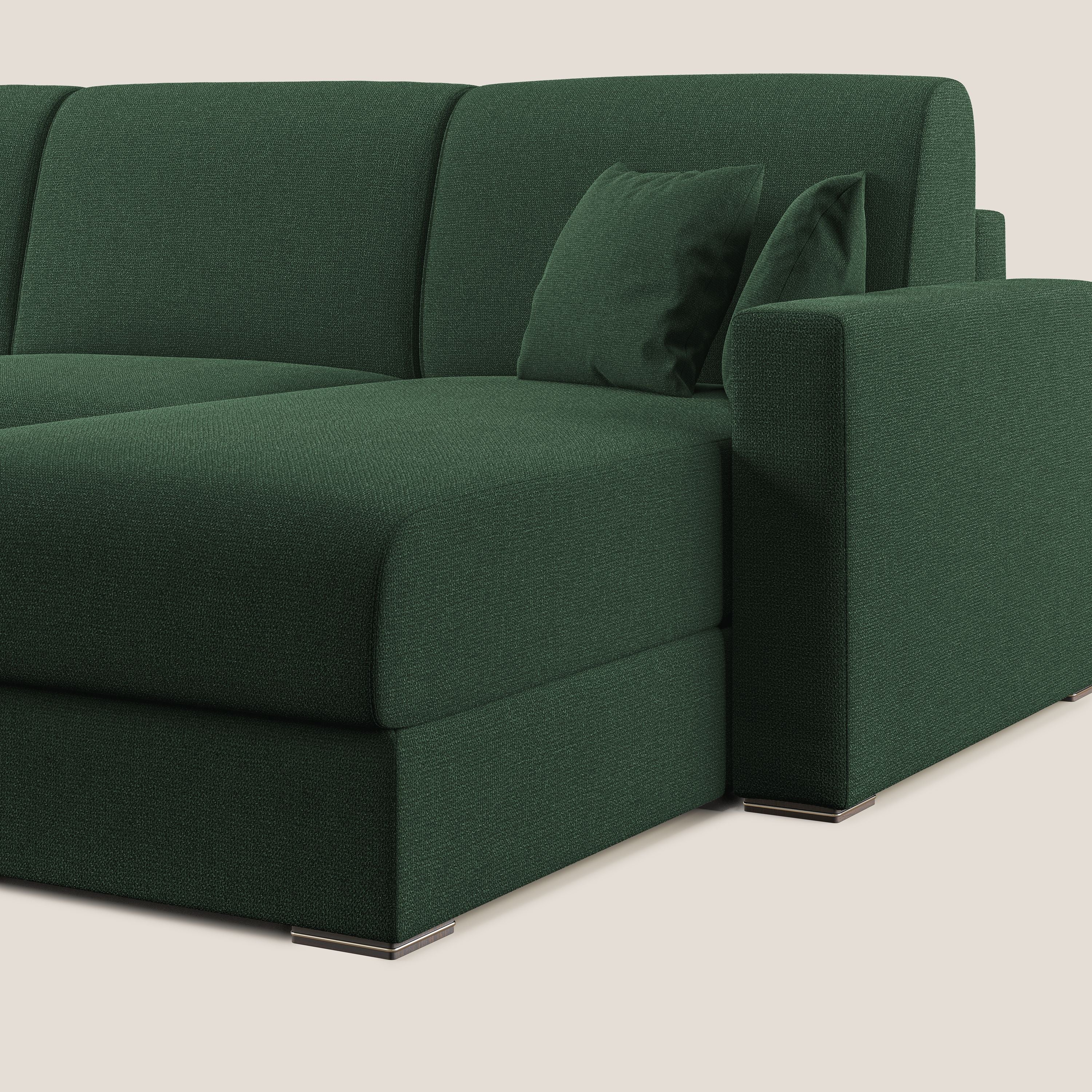 Best Divano letto angolare con penisola in tessuto smacchiabile QuickClean T08 verde - divani.store