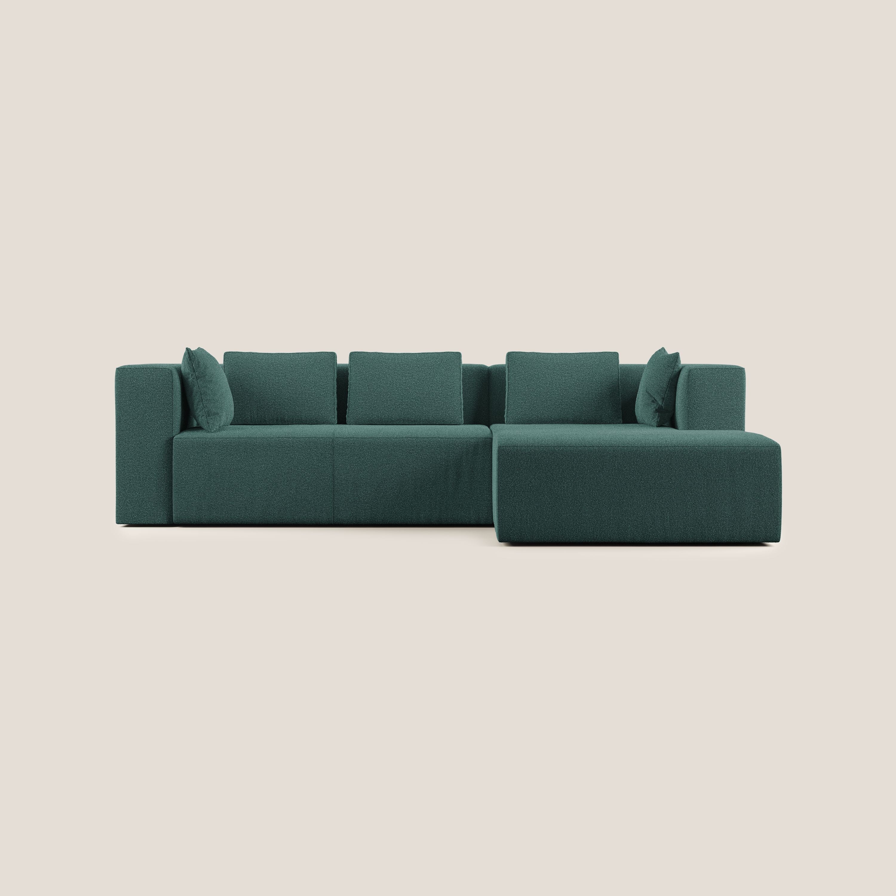 Nettuno divano angolare componibile in morbido tessuto bouclè T07 verde - divani.store