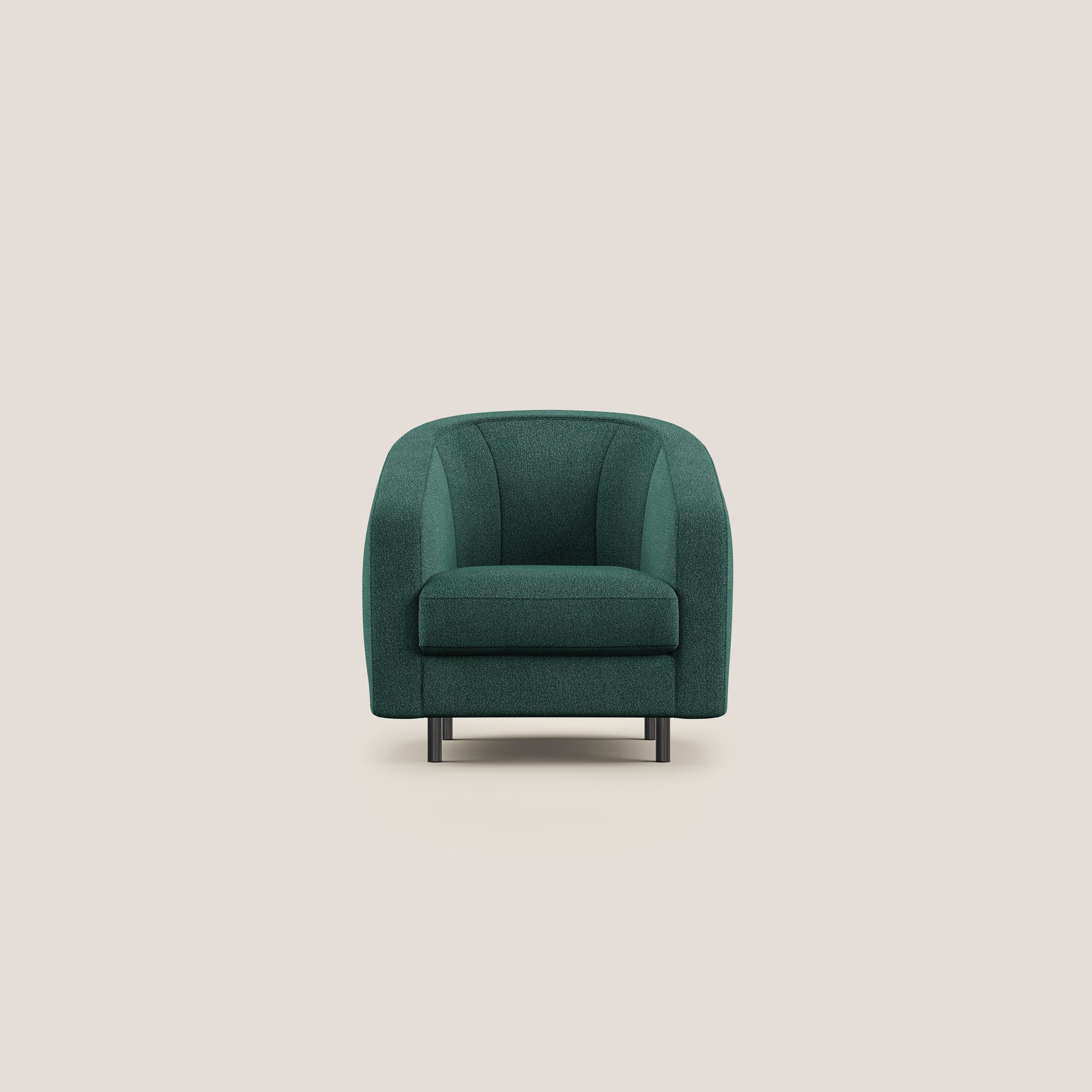 Pandora Poltroncina in morbido tessuto bouclé impermeabile T07 verde - divani.store