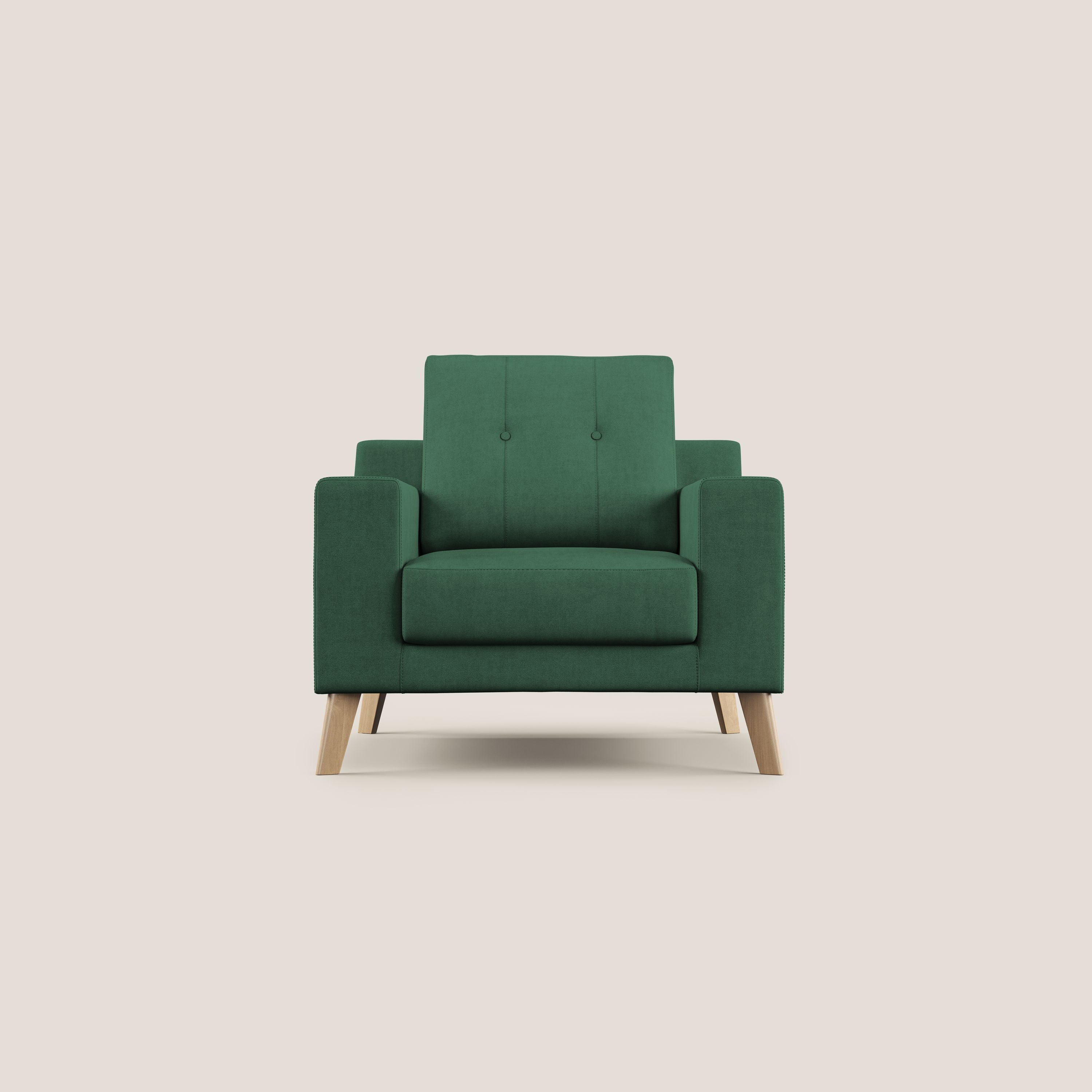 Danish poltroncina in tessuto morbido impermeabile T02 verde - divani.store