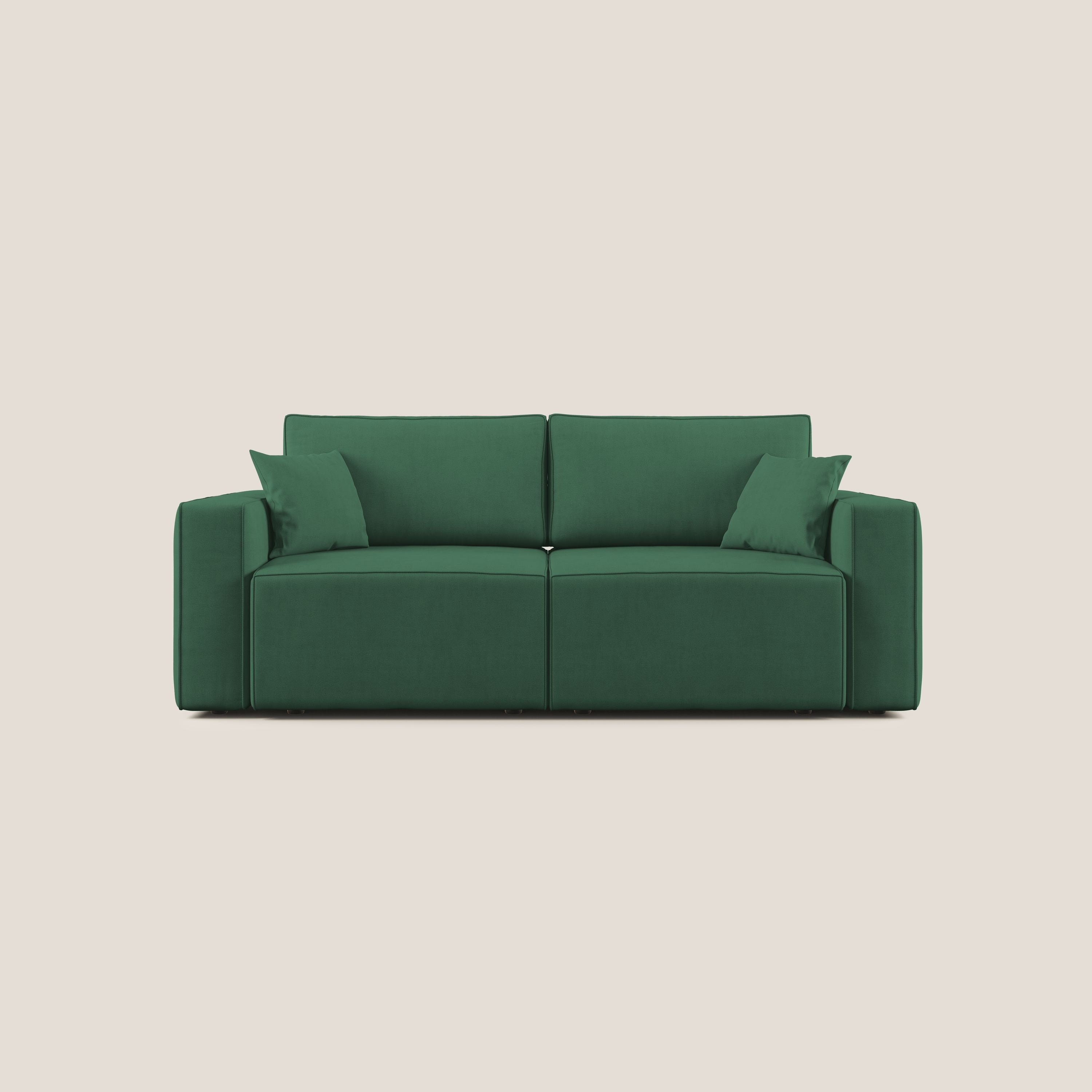 Morfeo divano con sedute estraibili in morbido tessuto impermeabile T02 verde - divani.store