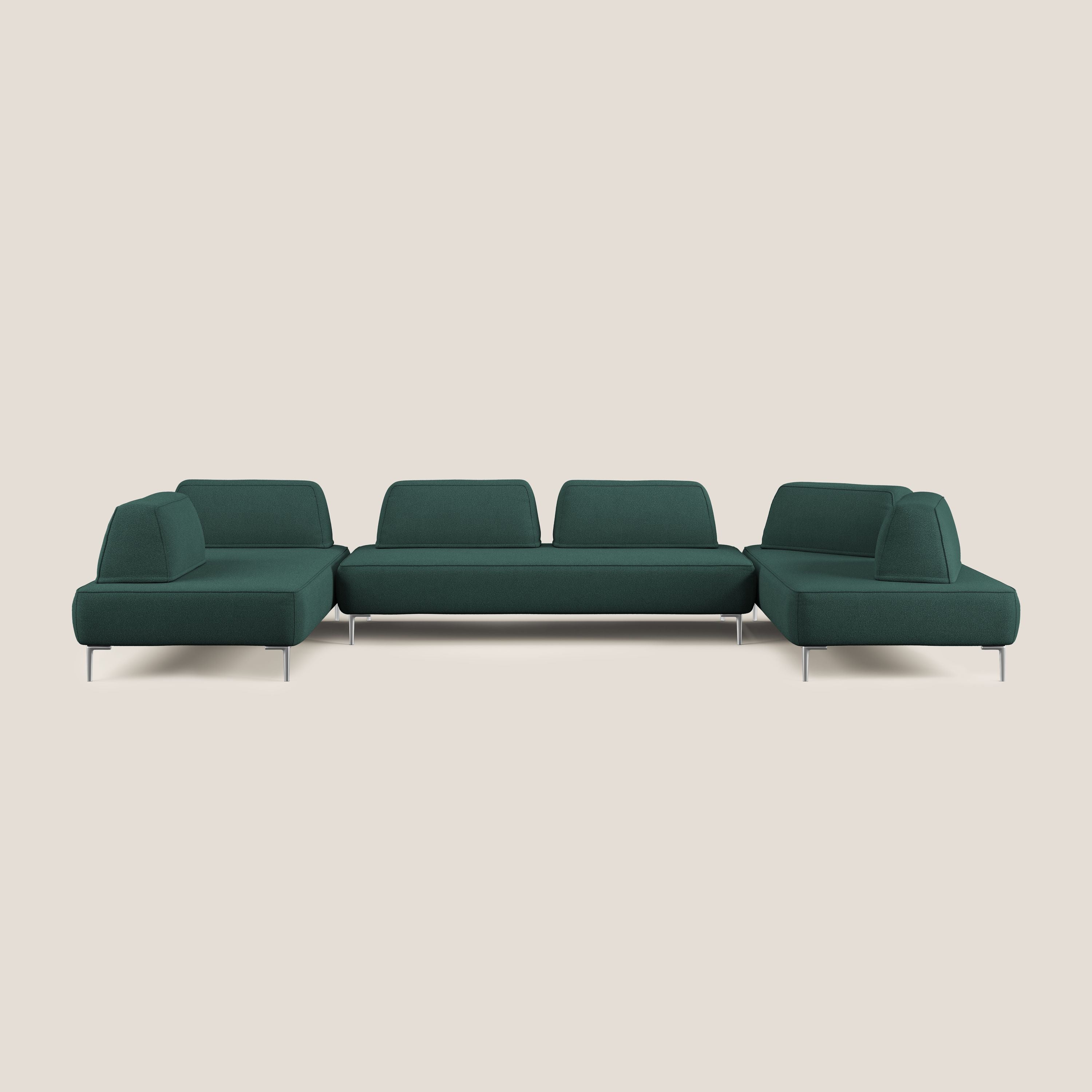 Newton divano panoramico modulare con schienali movibili T07 verde - divani.store