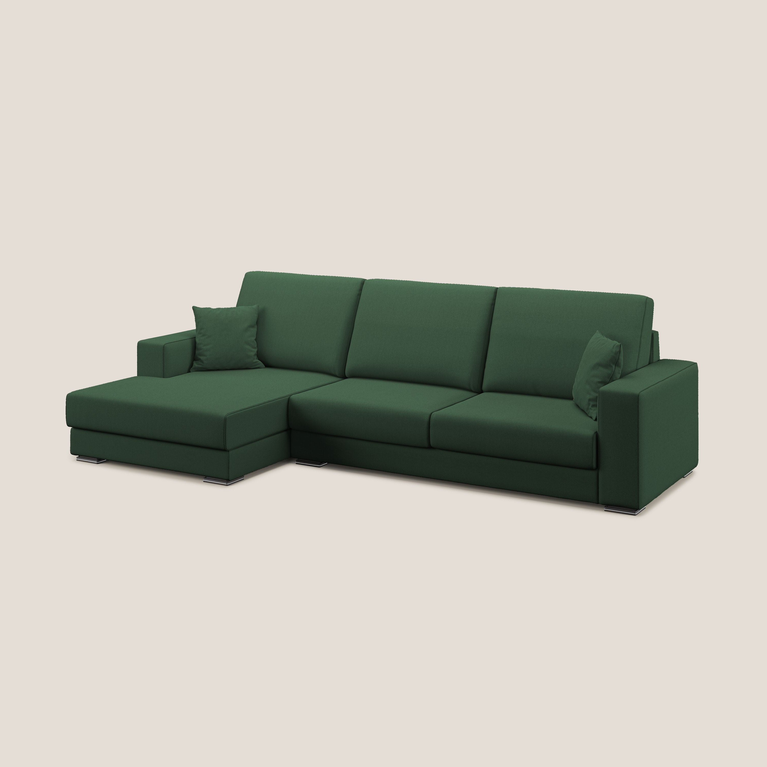 Marte divano angolare 293 cm SINISTRO in tessuto smacchiabile impermeabile T08 VERDE - divani.store