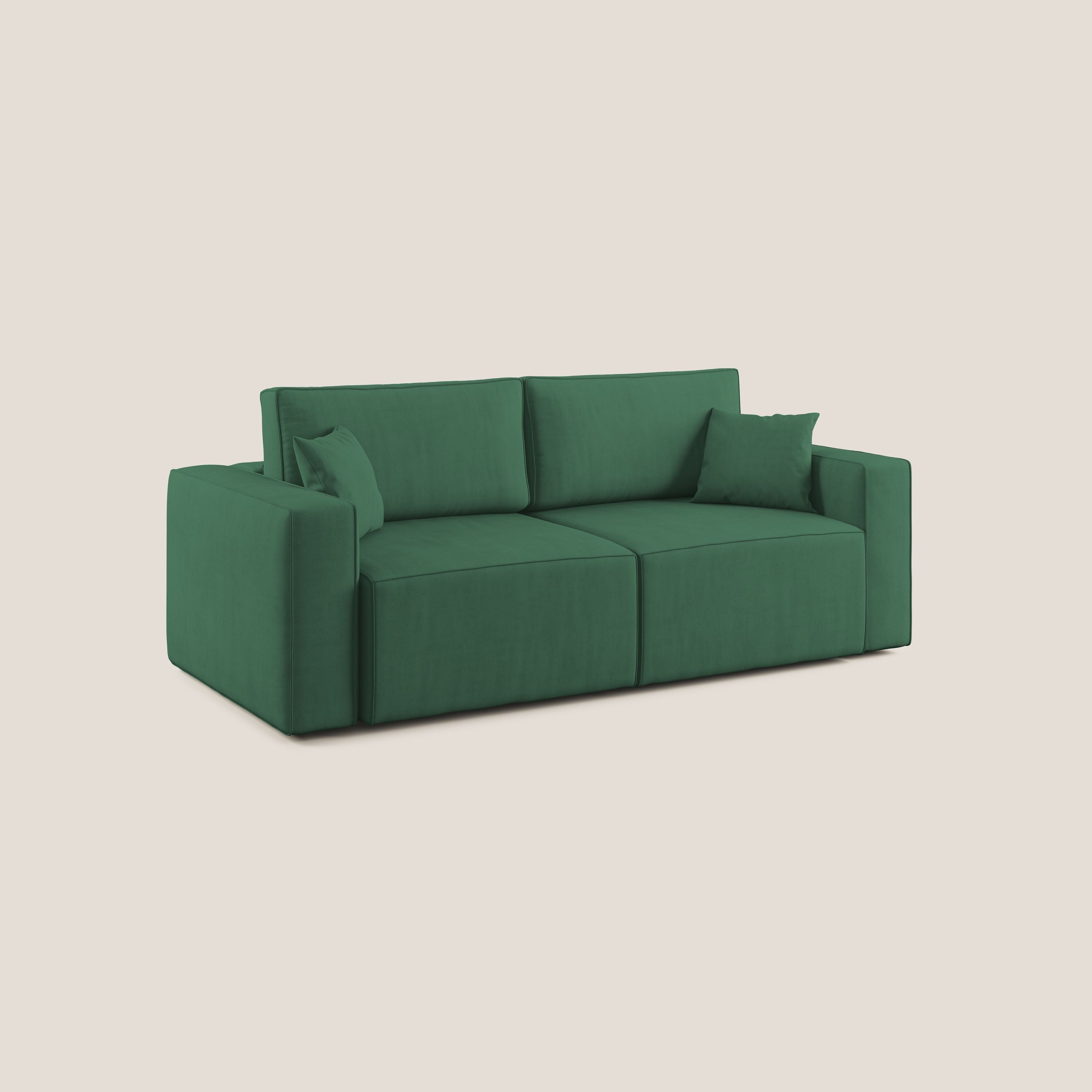 Morfeo divano con sedute estraibili in morbido tessuto impermeabile T02 verde - divani.store
