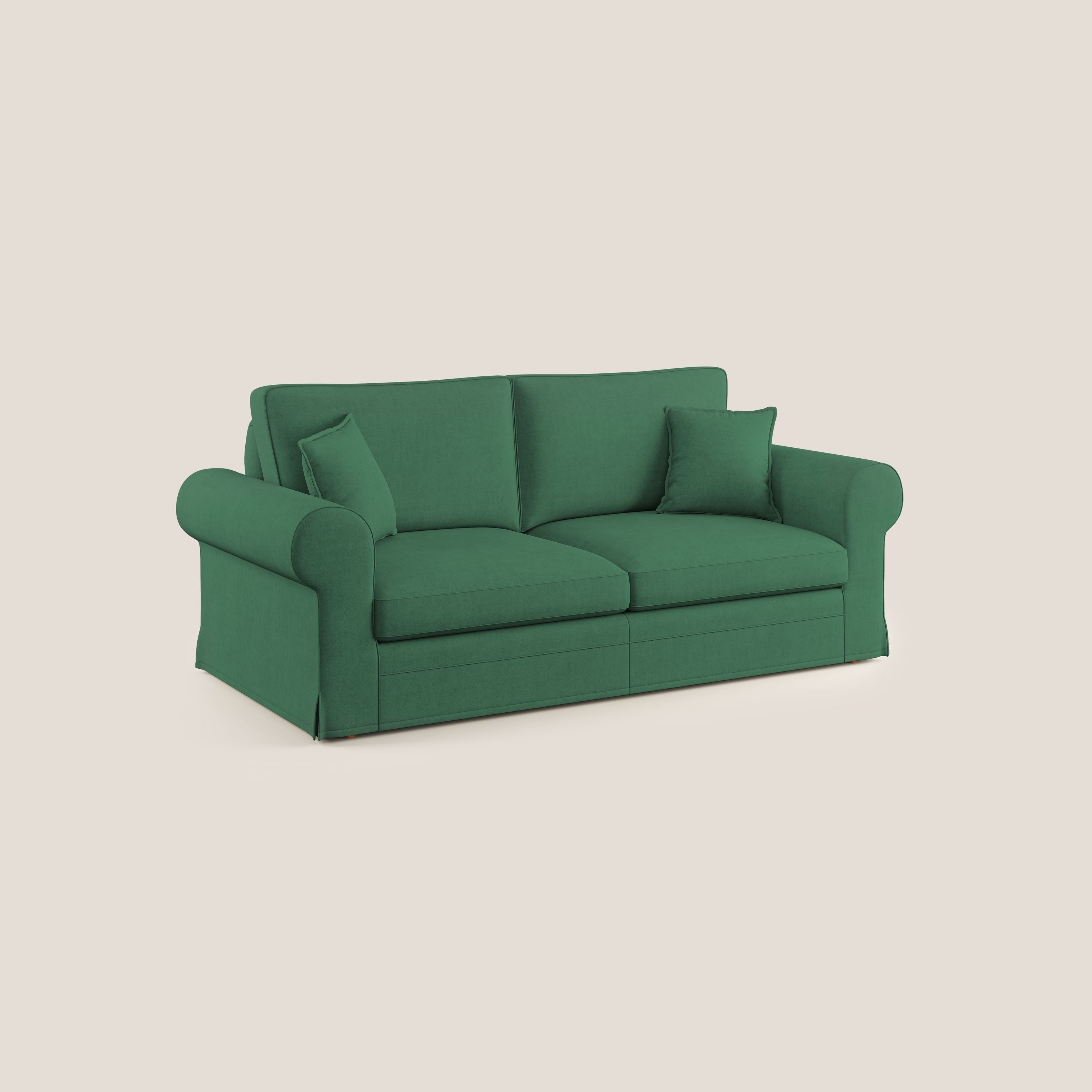 Lady divano classico in piuma d'oca realizzato con tessuto impermeabile T02 verde - divani.store