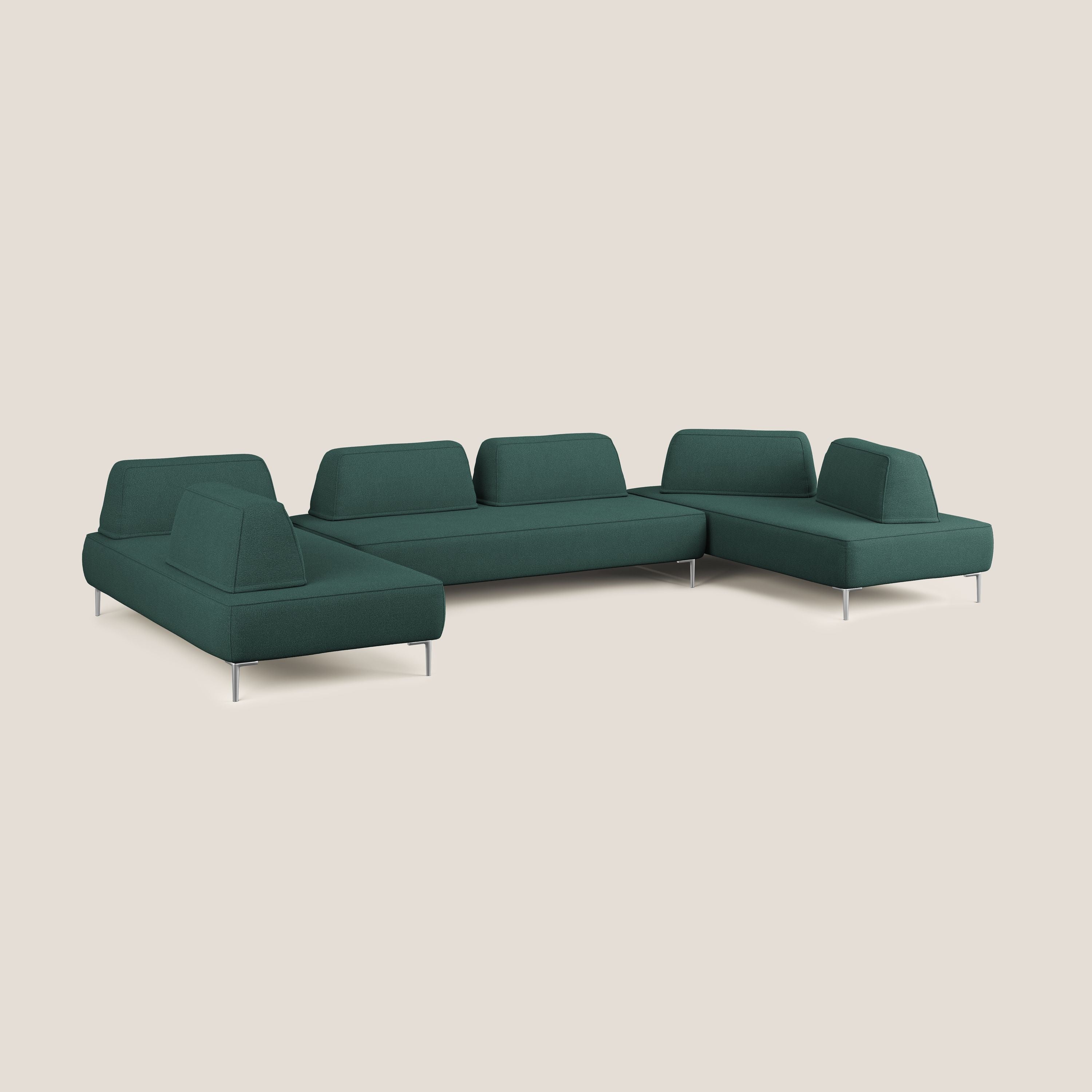 Newton divano panoramico modulare con schienali movibili T07 verde - divani.store