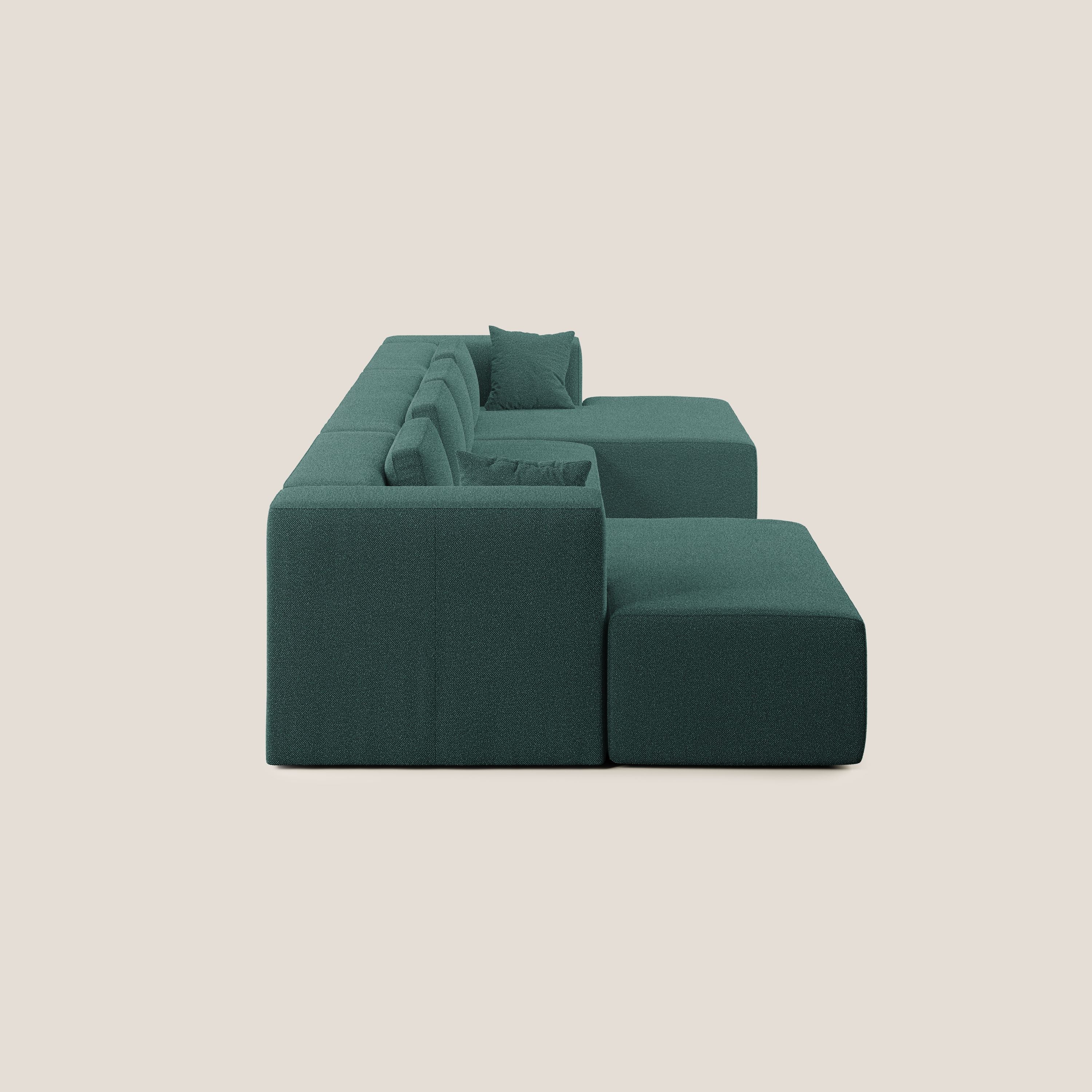 Nettuno divano panoramico in morbido tessuto bouclè T07 verde - divani.store