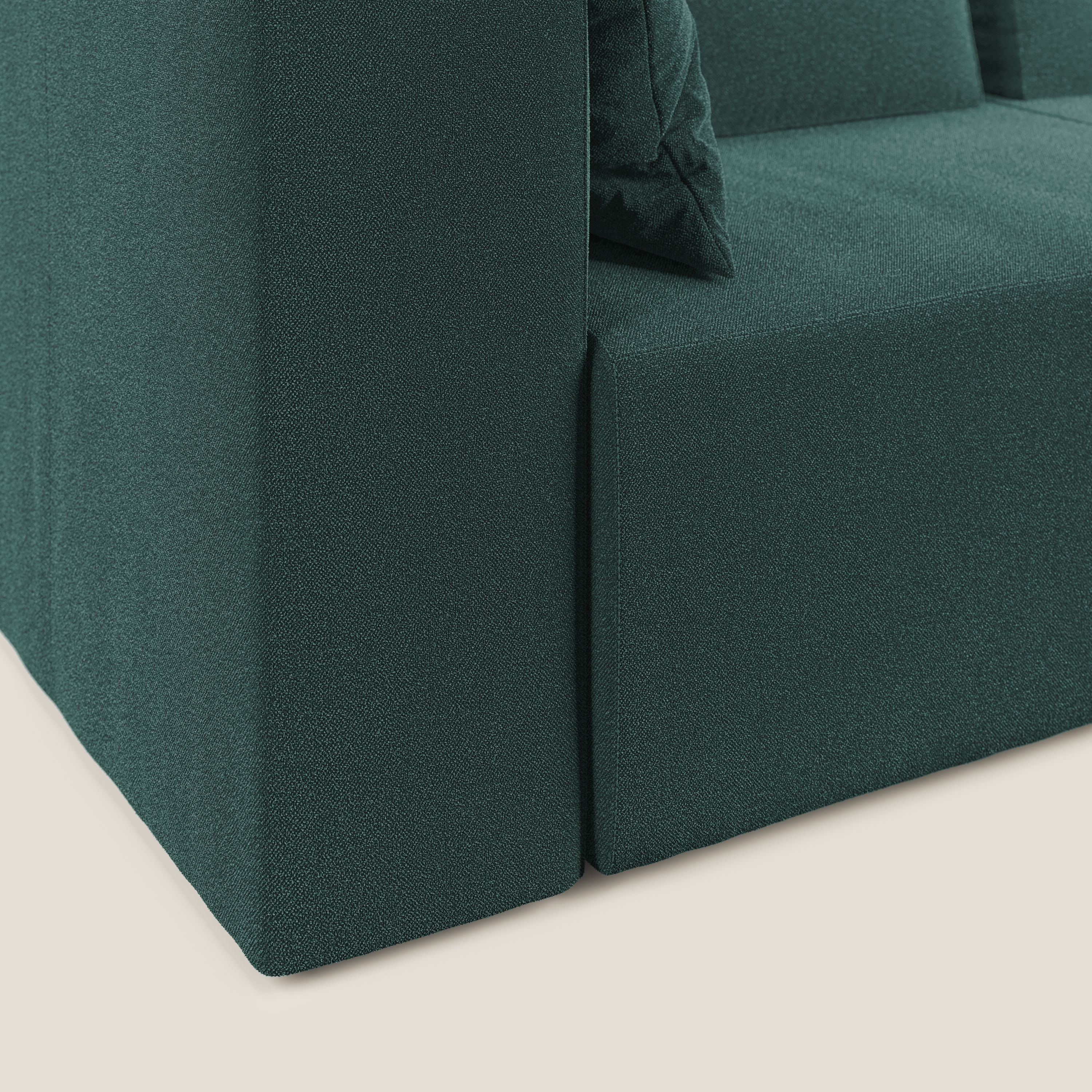 Nettuno divano moderno componibile in morbido tessuto bouclè T07 verde - divani.store