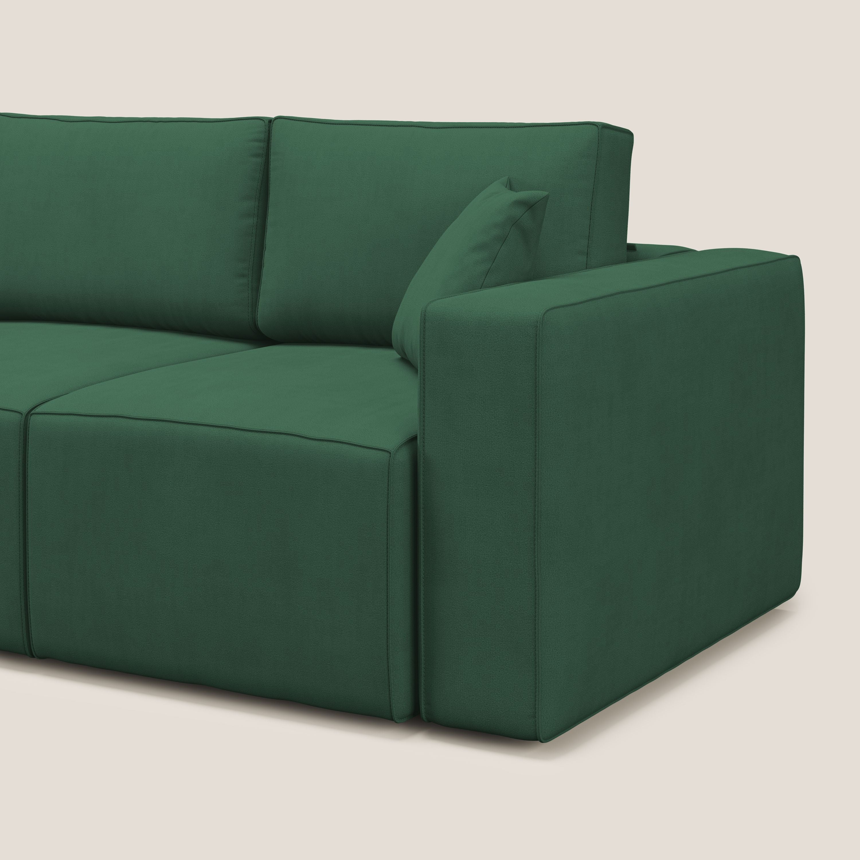 Morfeo divano con 3 sedute estraibili in morbido tessuto impermeabile T02 verde - divani.store