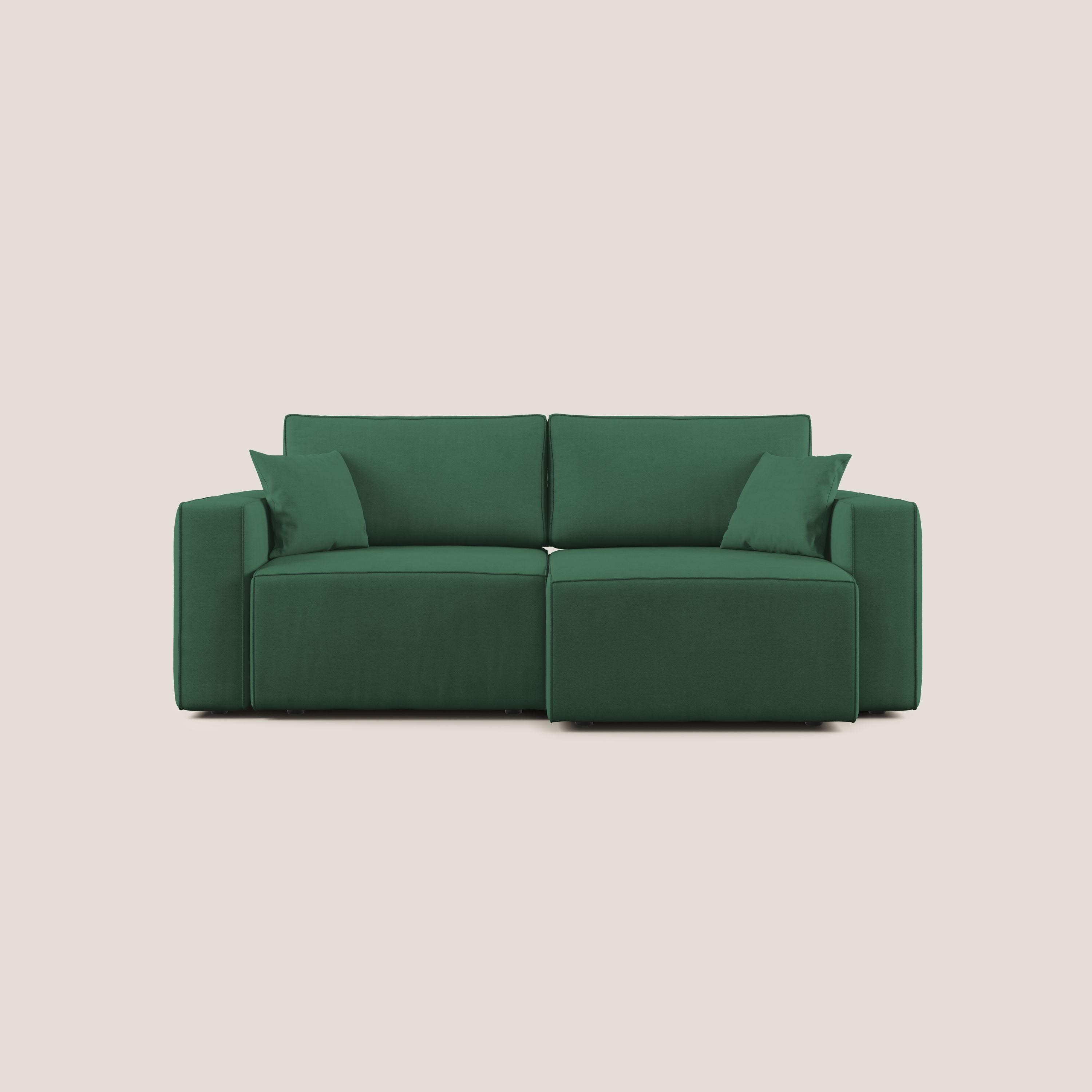 Morfeo divano con sedute estraibili in morbido tessuto impermeabile T02 verde - divani.store