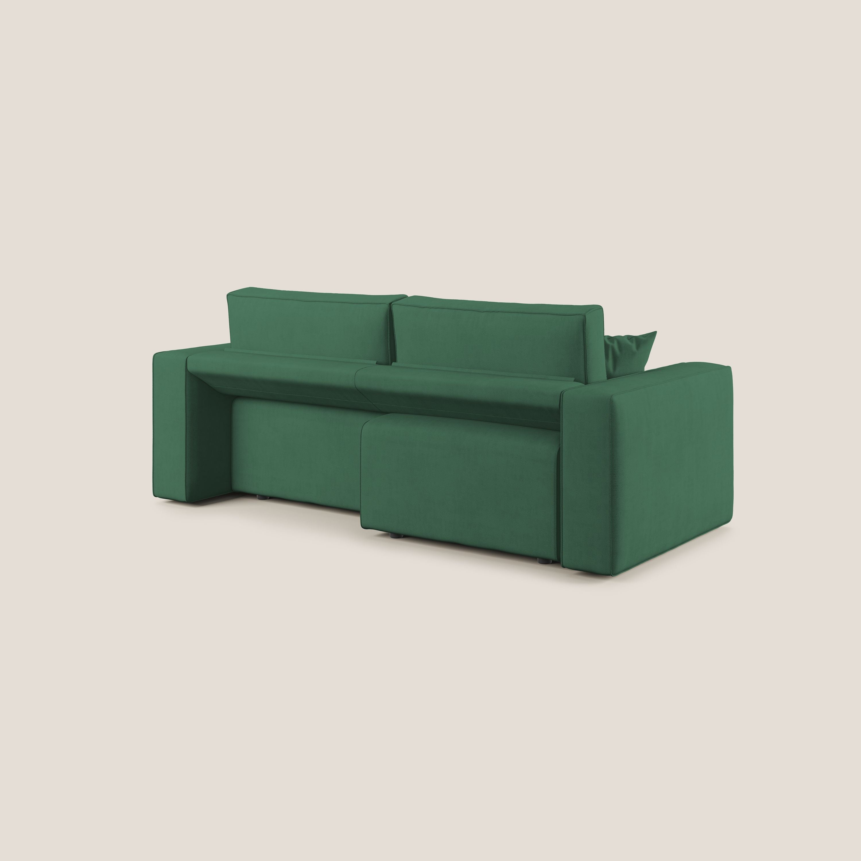 Morfeo divano con sedute estraibili in morbido tessuto impermeabile T02 verde - divani.store