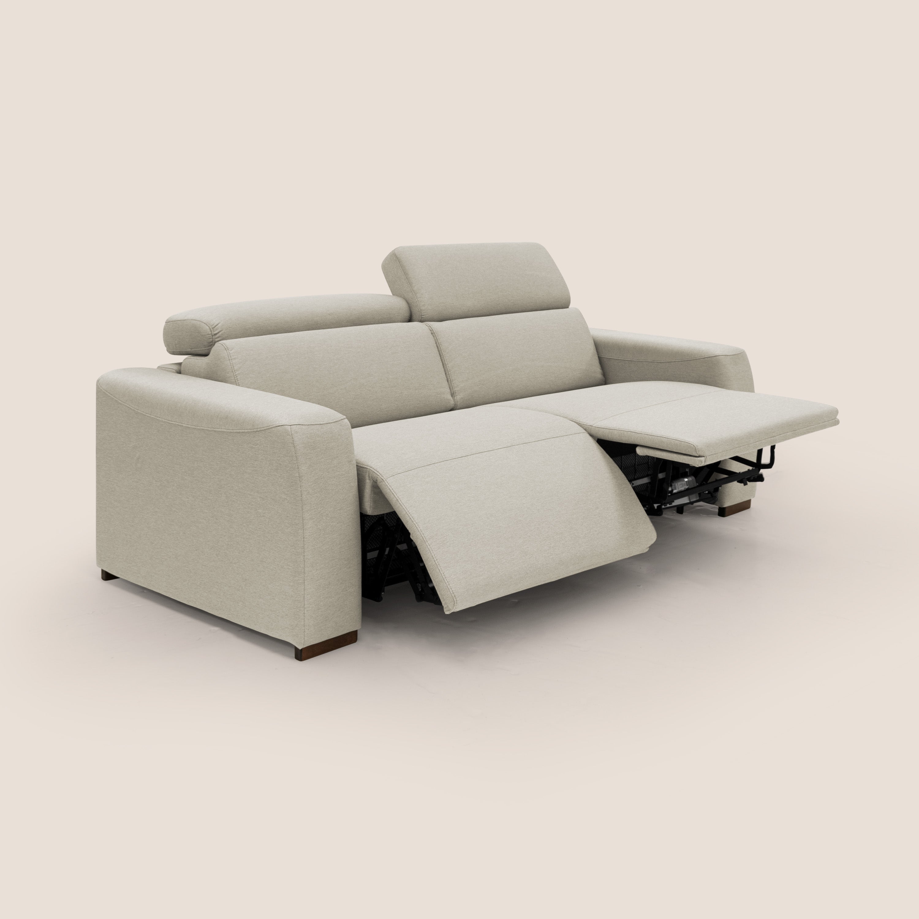 Poseidon divano letto + relax elettrico in tessuto smacchiabile impermeabile T05 panna - divani.store