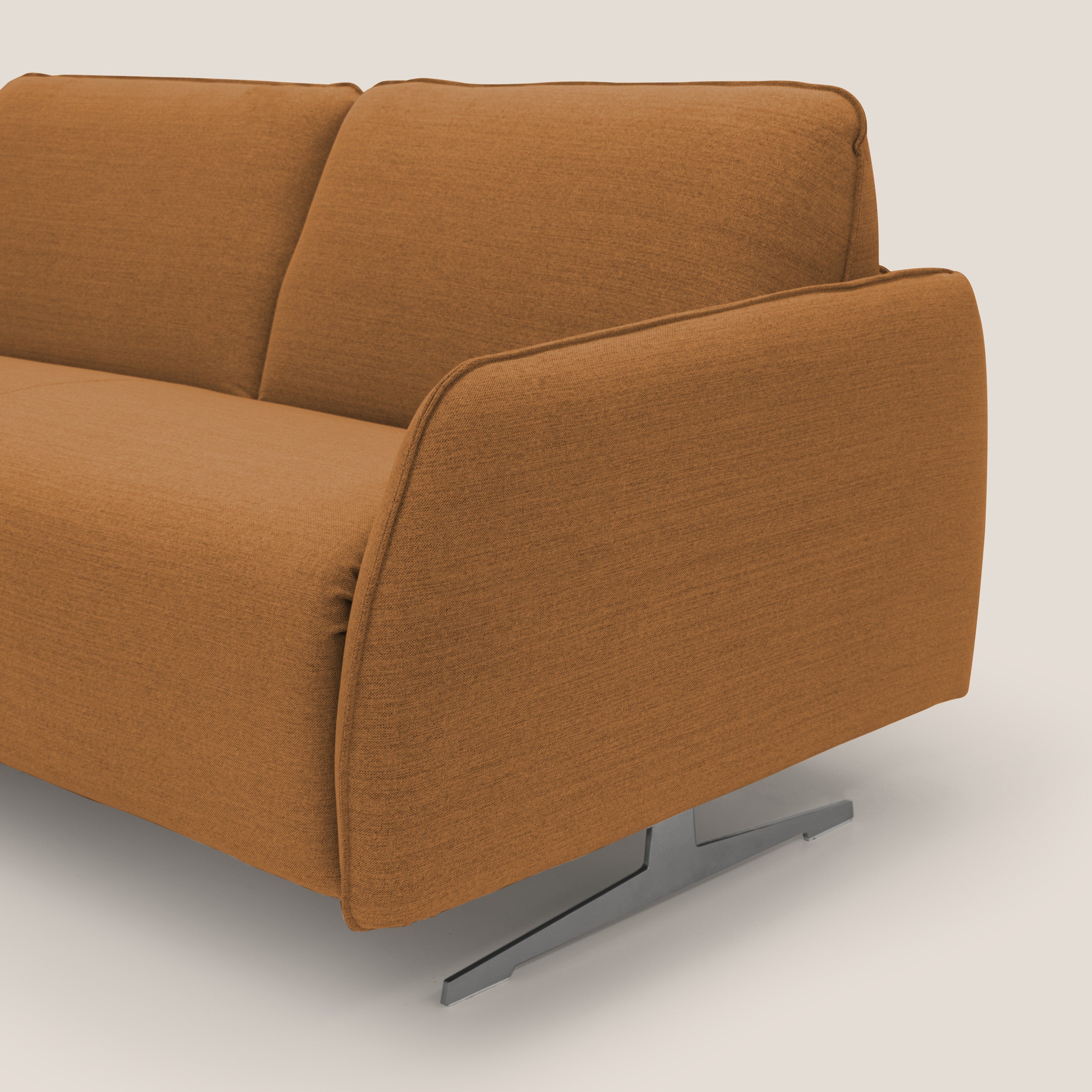 Texas Divano letto matrimoniale moderno in tessuto impermeabile T19 arancio - divani.store