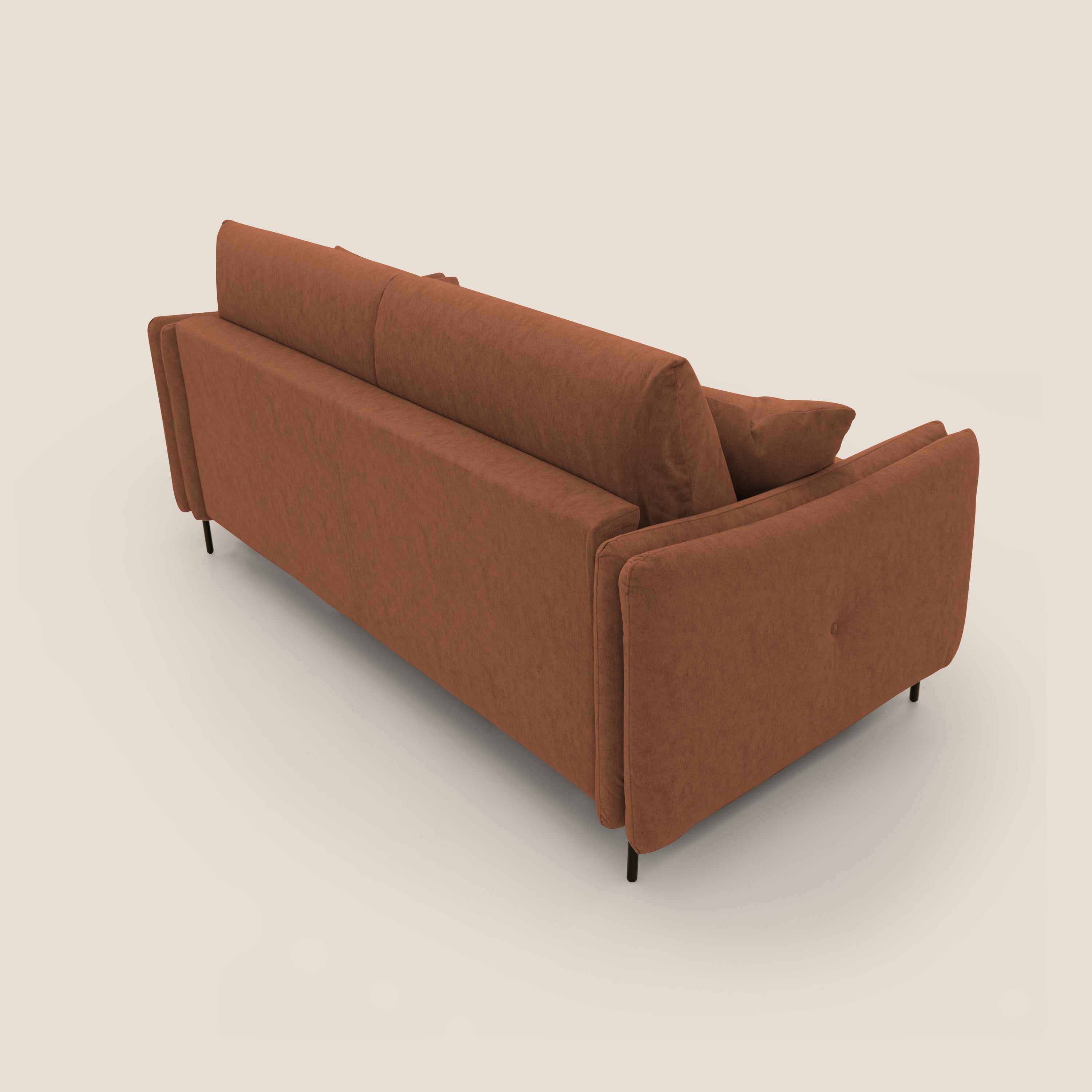 Gregory Divano letto con materasso h18 cm in microfibra effetto velluto impermeabile T09 ruggine - divani.store
