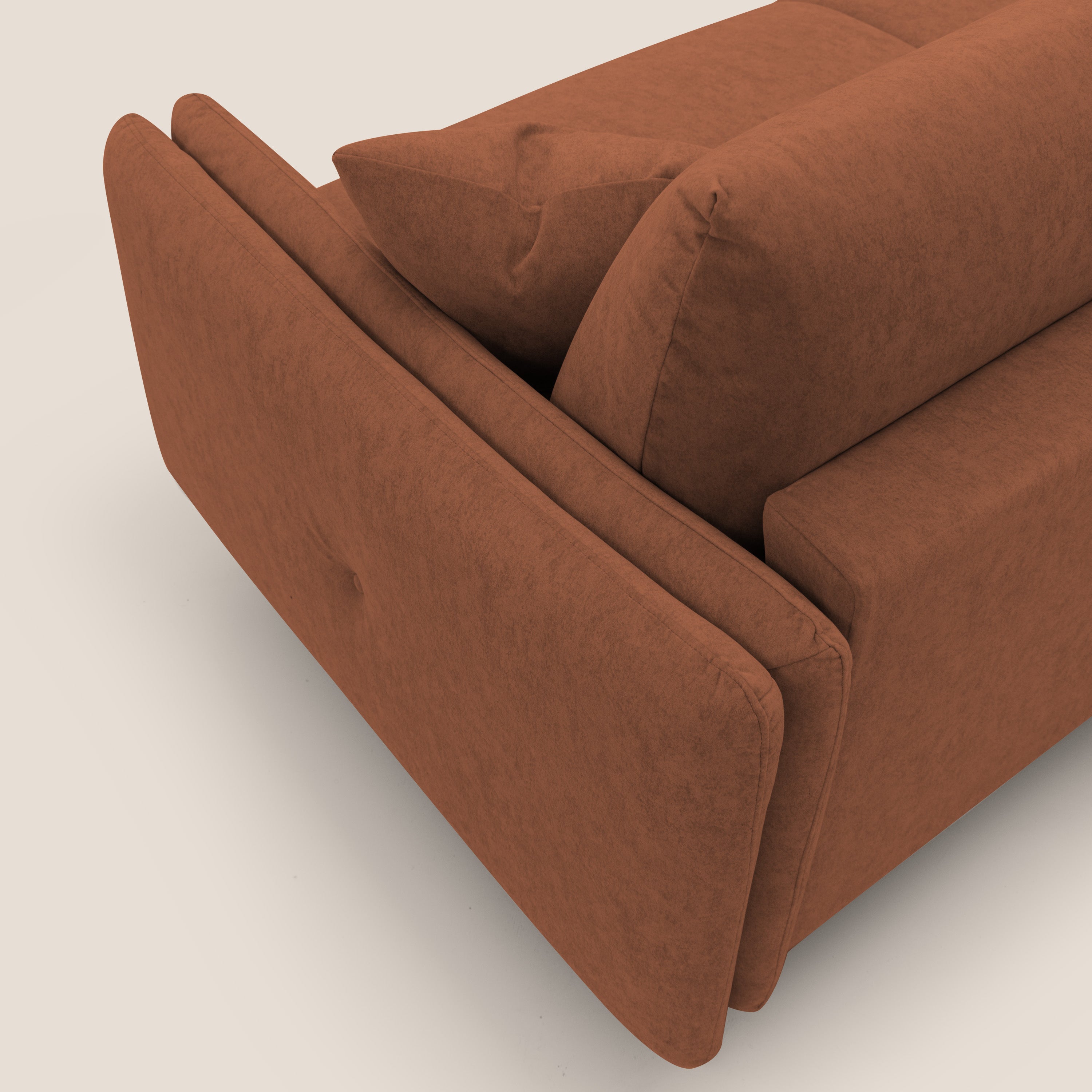 Gregory Divano letto con materasso h18 cm in microfibra effetto velluto impermeabile T09 ruggine - divani.store
