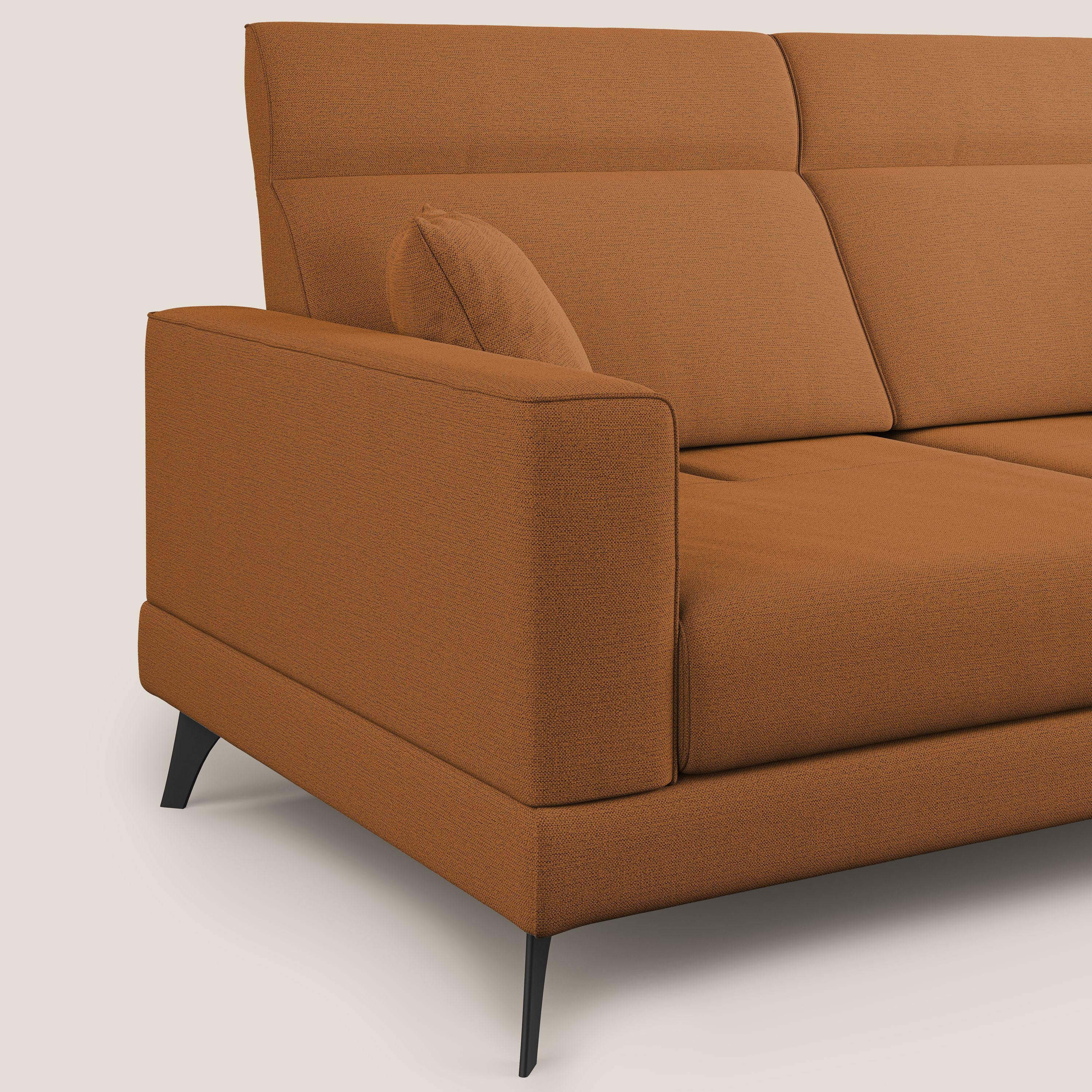 Slide Divano con schienali traslanti e poggiatesta in tessuto simil cotone impermeabile T19 arancio - divani.store