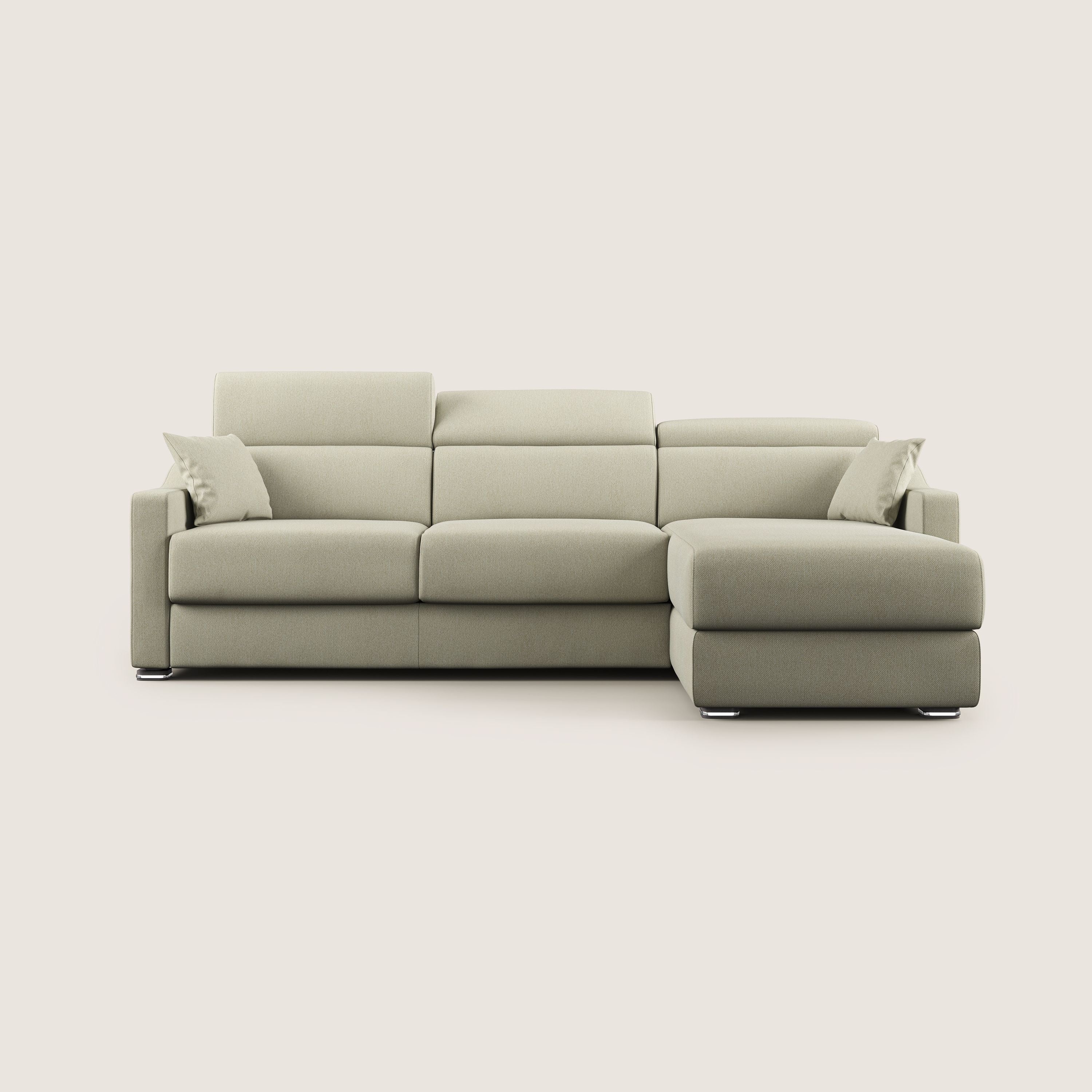 Amber divano letto angolare in tessuto smacchiabile T05 panna - divani.store