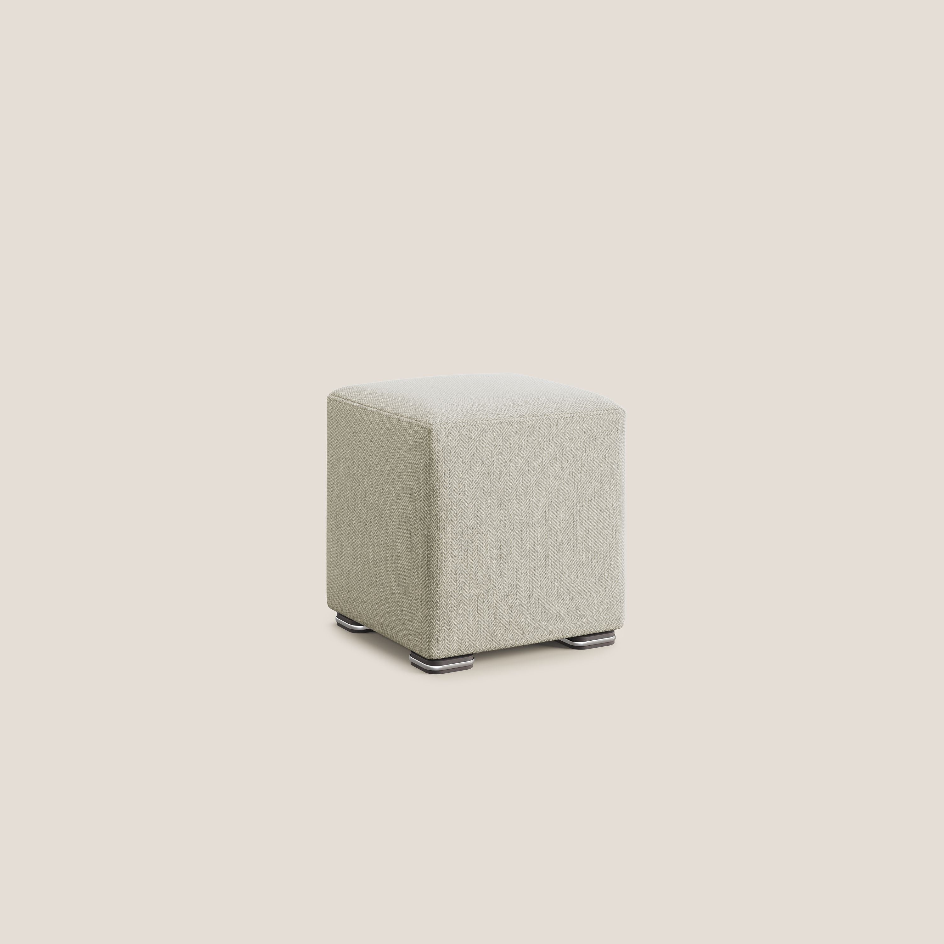 Cube pouf in tessuto morbido smacchiabile T05 panna - divani.store