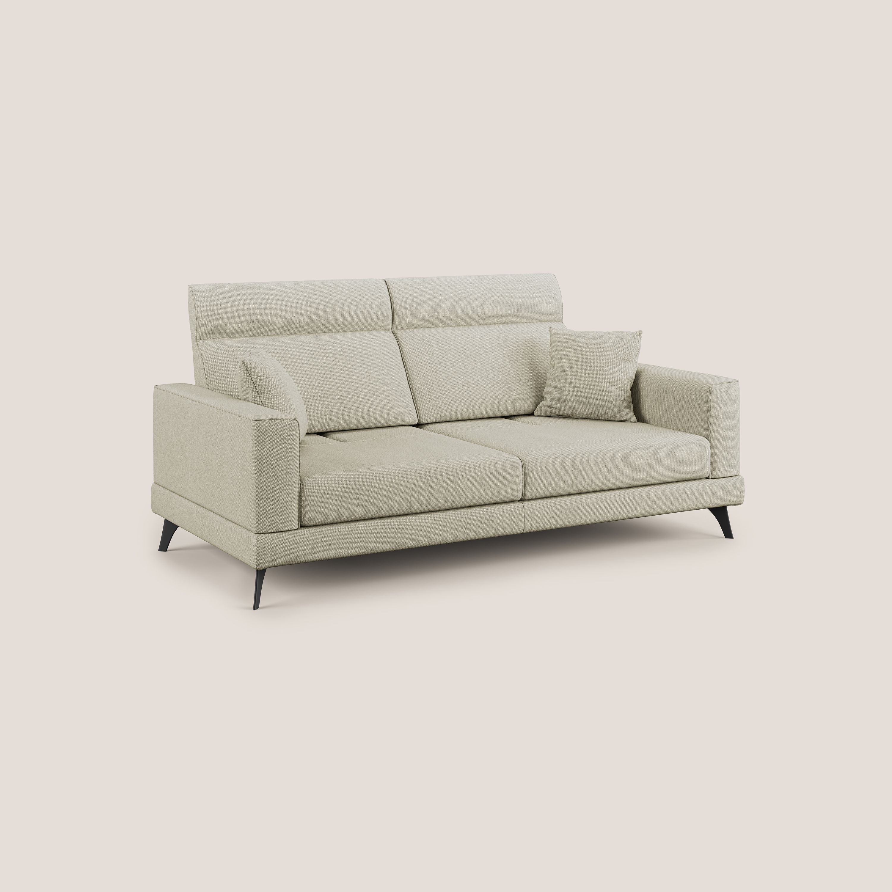 Slide Divano con schienali traslanti e poggiatesta in tessuto smacchiabile T05 panna - divani.store