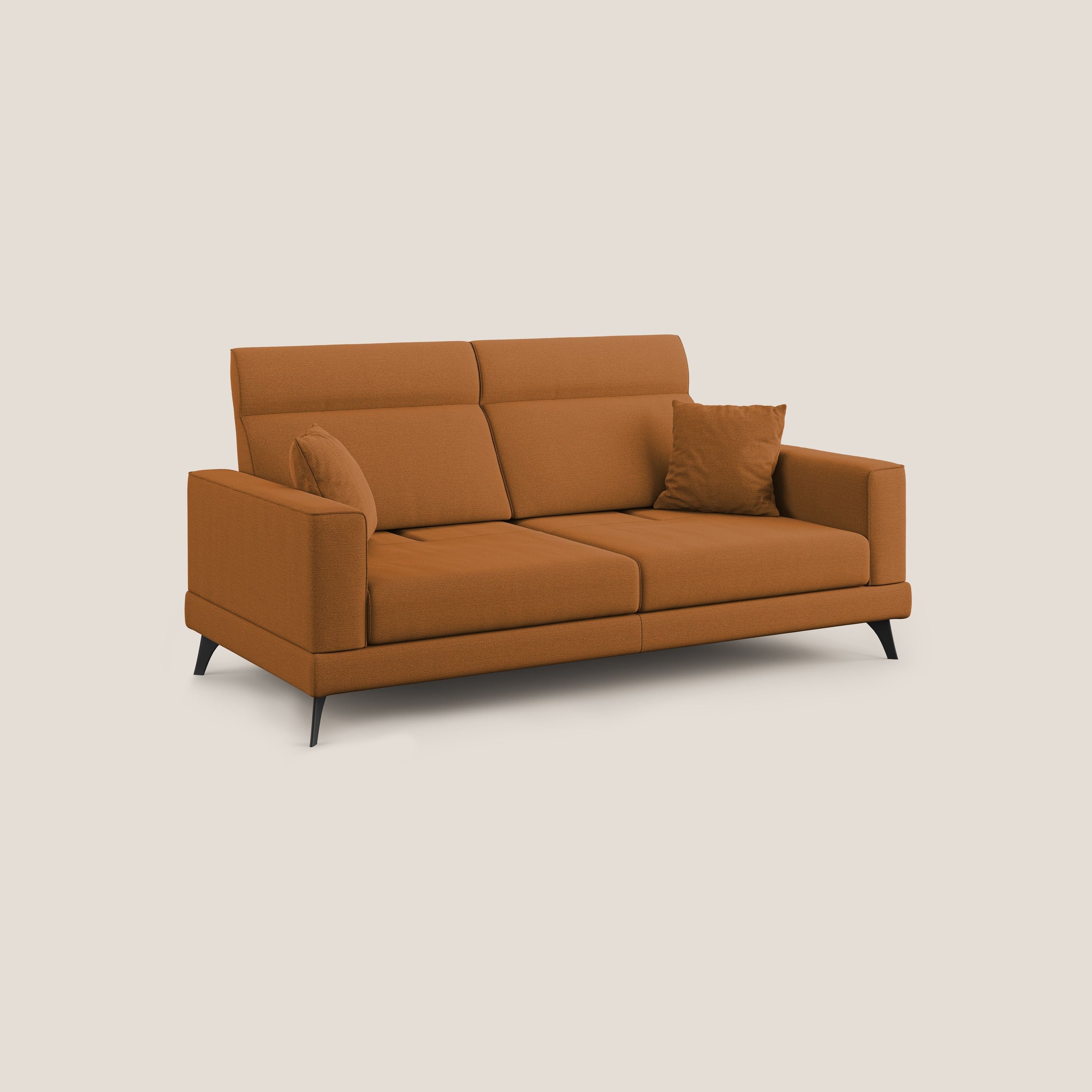 Slide Divano con schienali traslanti e poggiatesta in tessuto simil cotone impermeabile T19 arancio - divani.store