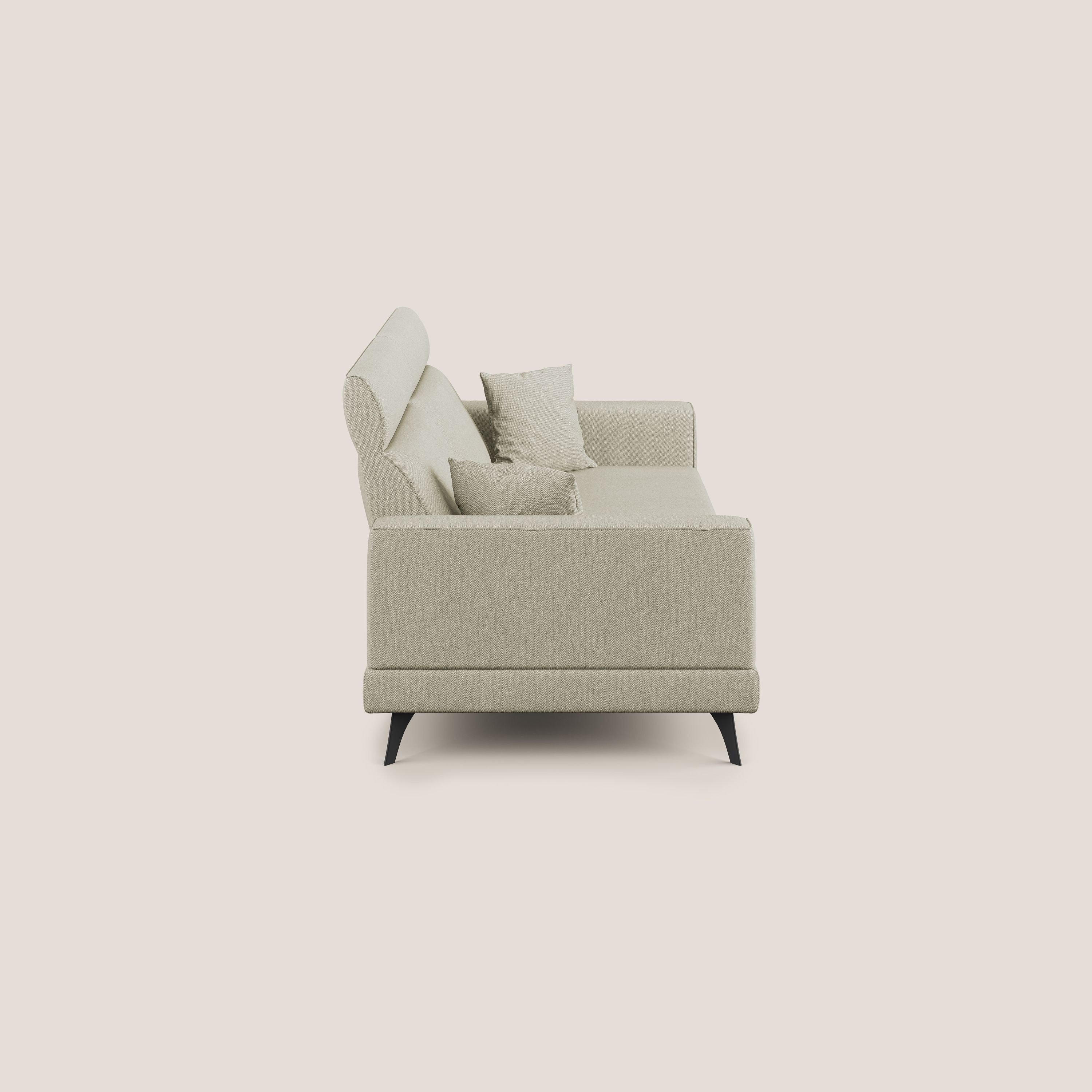 Slide Divano con schienali traslanti e poggiatesta in tessuto smacchiabile T05 panna - divani.store