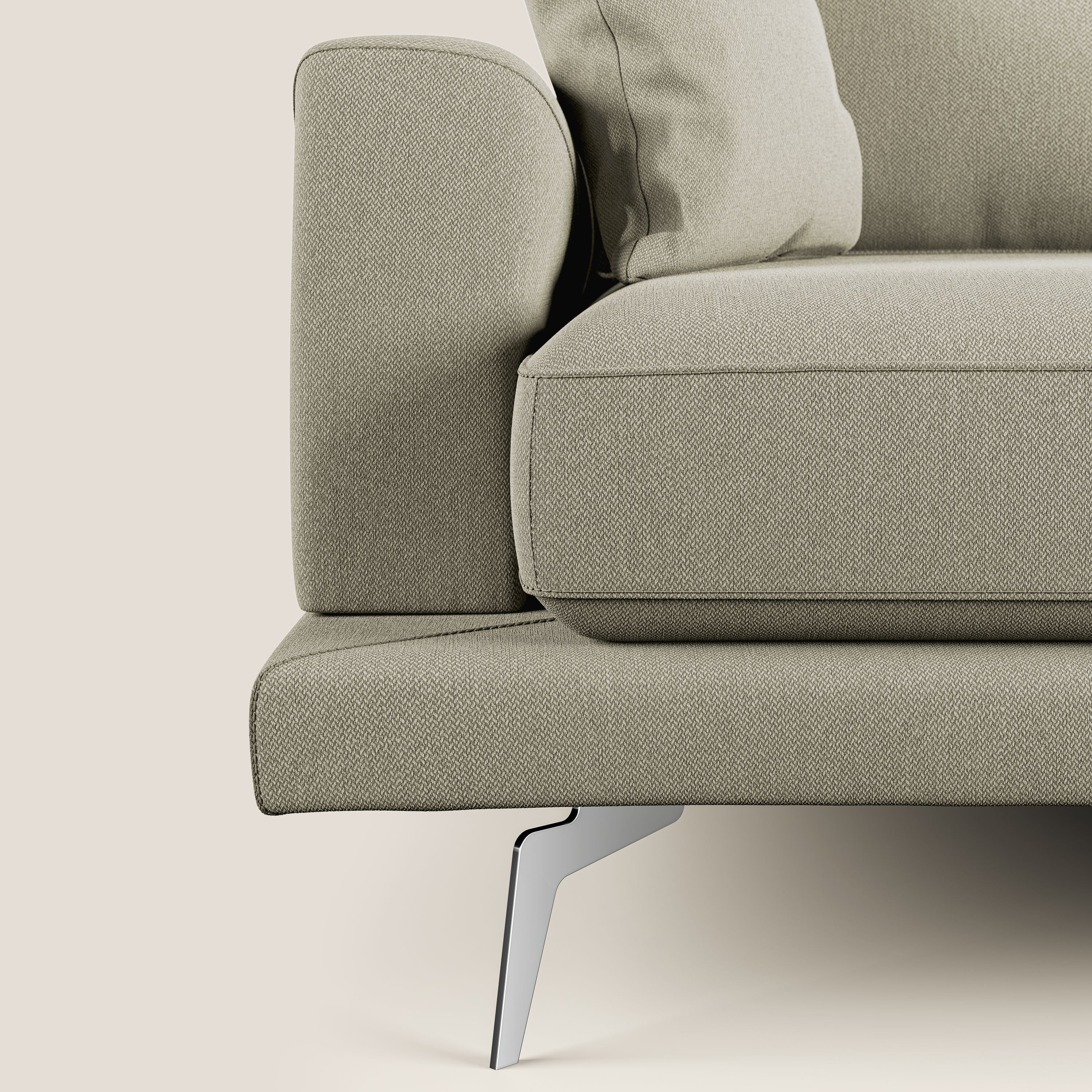 Dorian divano moderno angolare con penisola in tessuto morbido antimacchia T05 panna - divani.store