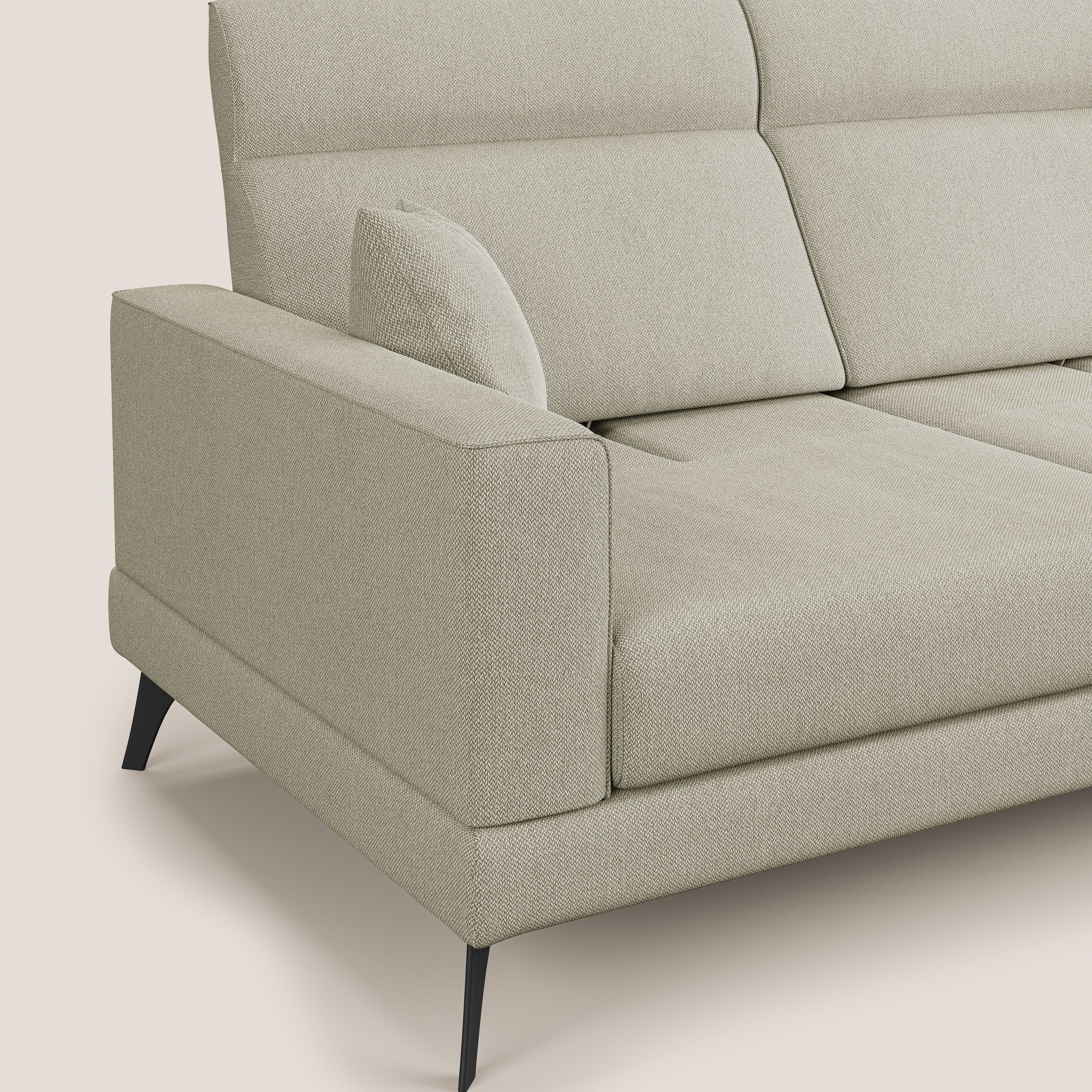 Slide Divano angolare con schienali traslanti e poggiatesta regolabili in tessuto smacchiabile T05 panna - divani.store