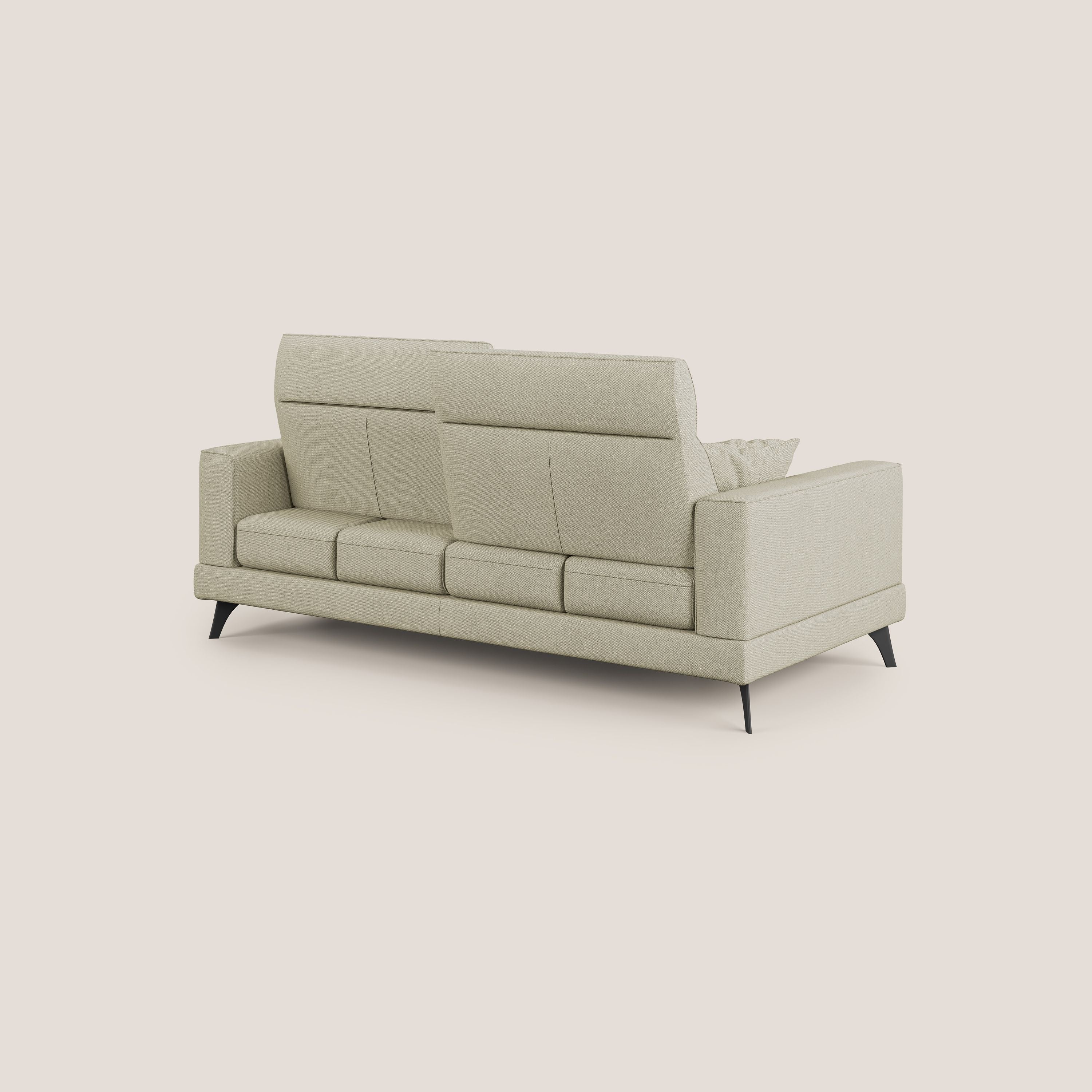 Slide Divano con schienali traslanti e poggiatesta in tessuto smacchiabile T05 panna - divani.store