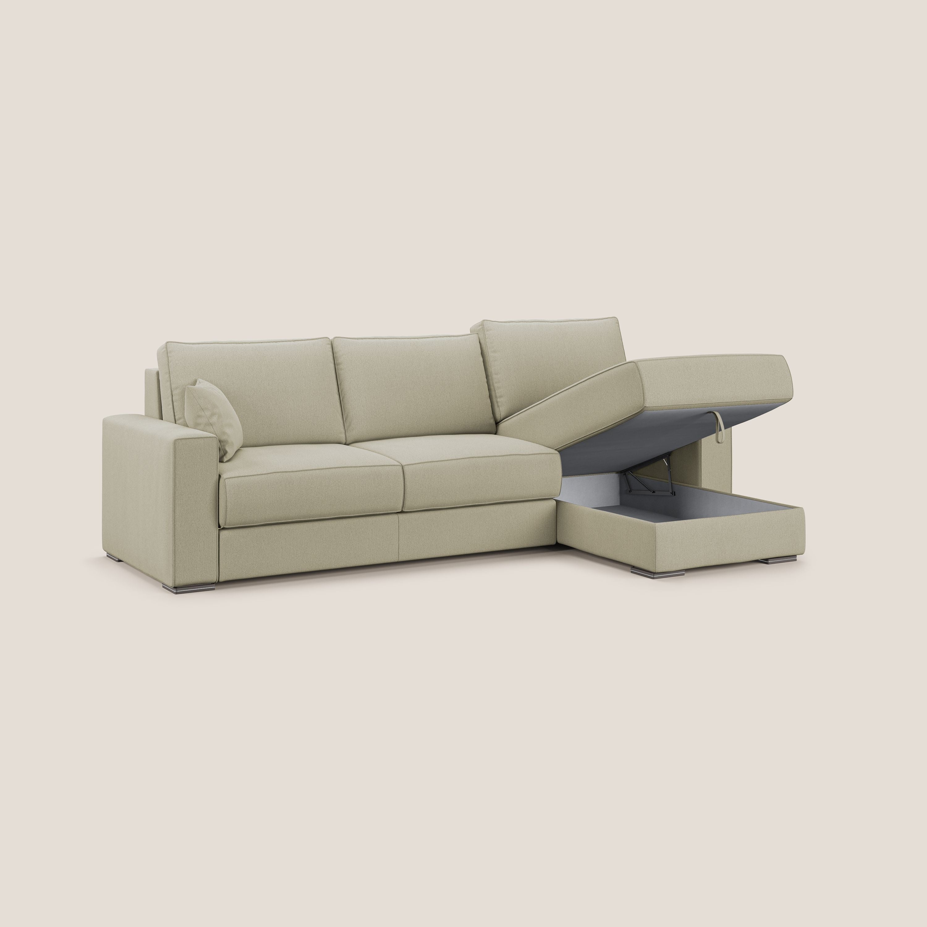 Dream Divano letto angolare in tessuto smacchiabile T05 panna - divani.store