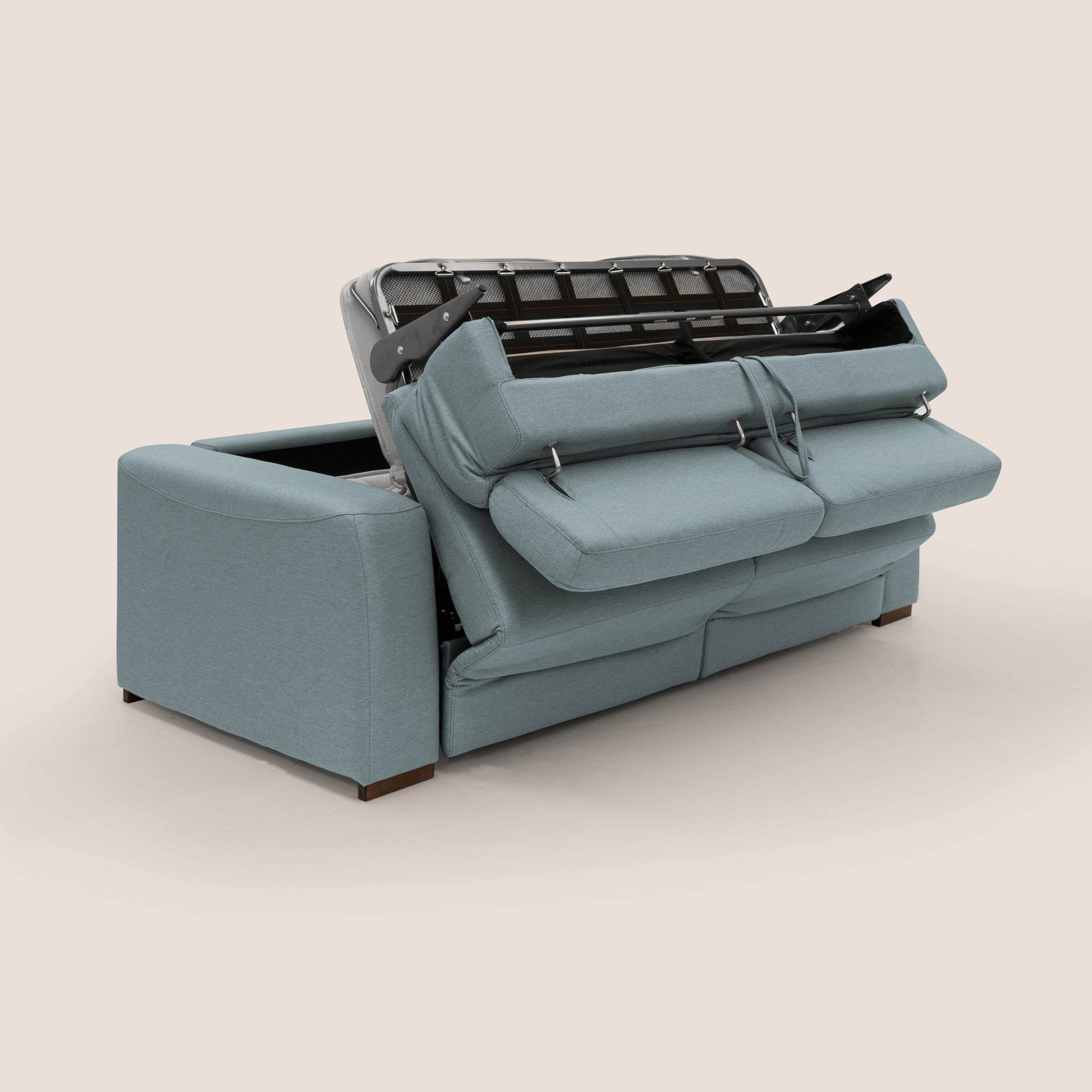 Poseidon divano letto + relax elettrico in tessuto smacchiabile impermeabile T05 carta da zucchero - divani.store
