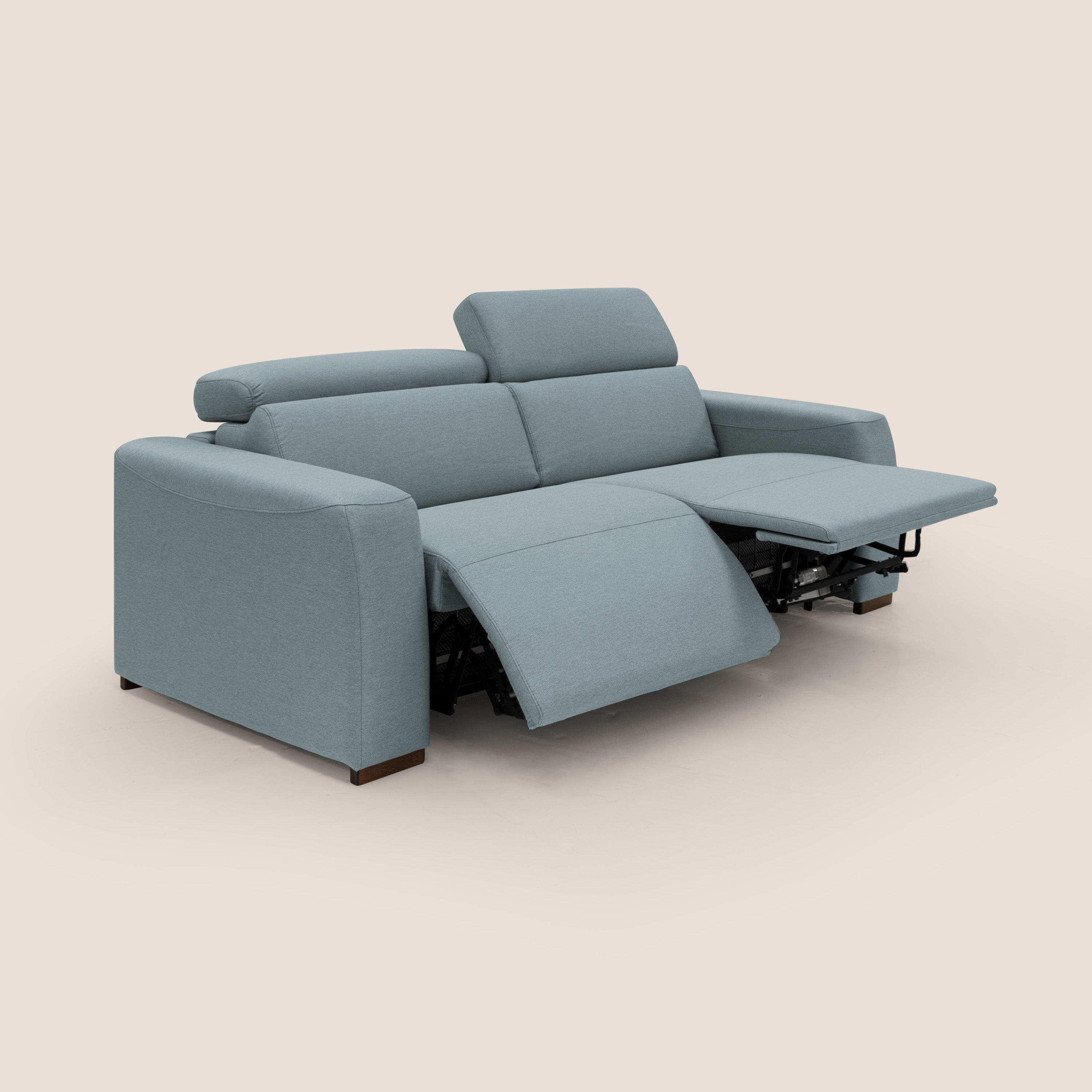 Poseidon divano letto + relax elettrico in tessuto smacchiabile impermeabile T05 carta da zucchero - divani.store