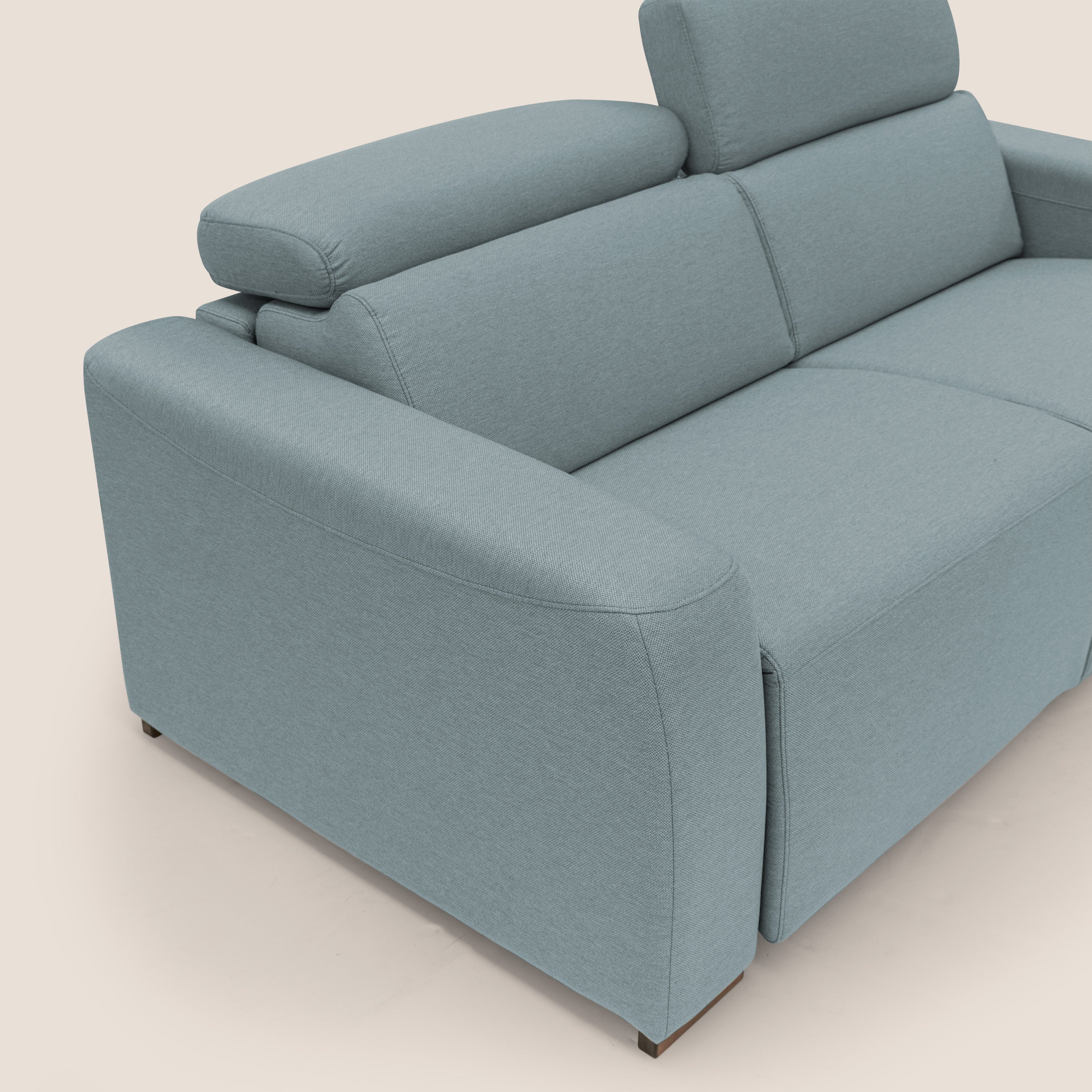 Poseidon divano letto + relax elettrico in tessuto smacchiabile impermeabile T05 carta da zucchero - divani.store