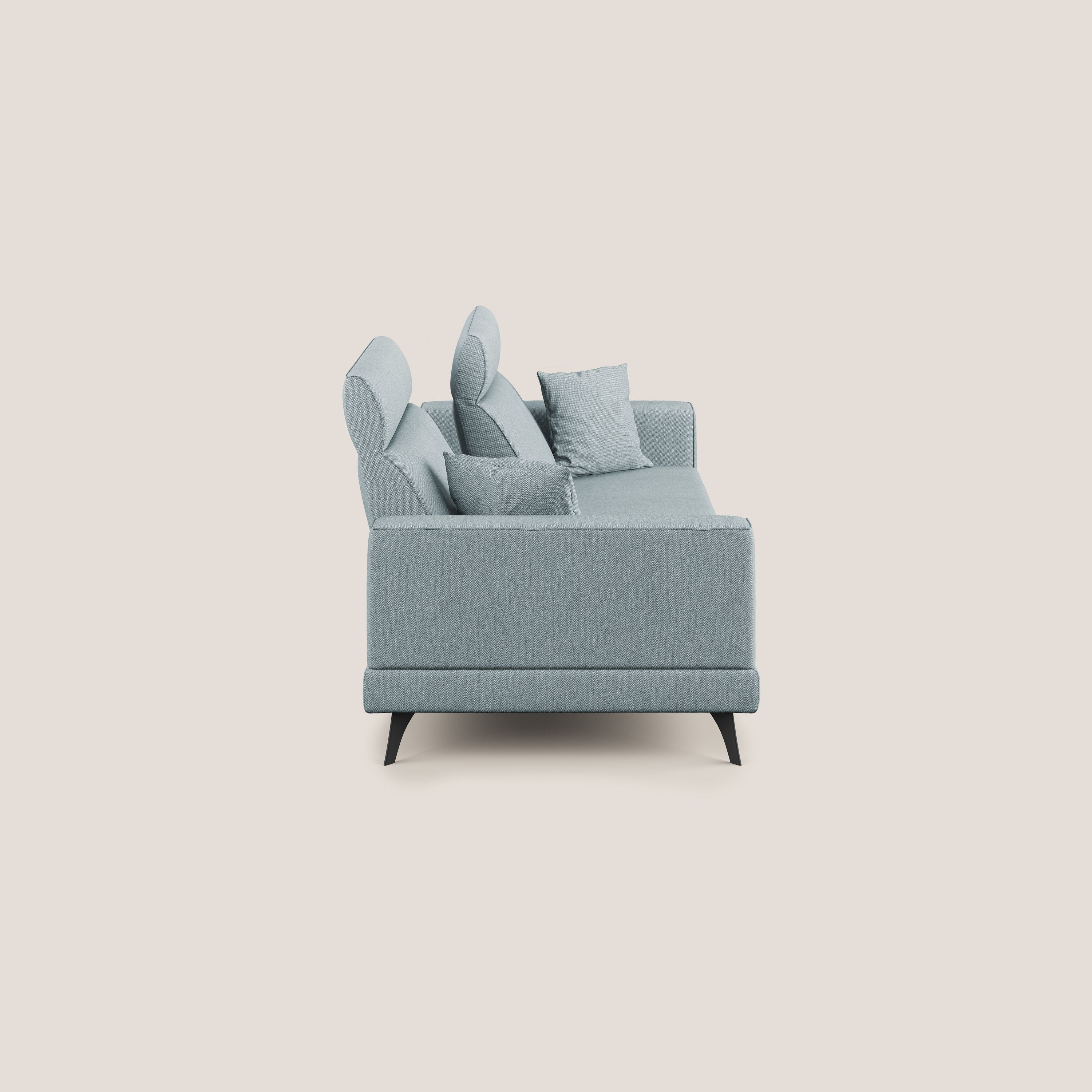 Slide Divano con schienali traslanti e poggiatesta in tessuto smacchiabile T05 carta da zucchero - divani.store