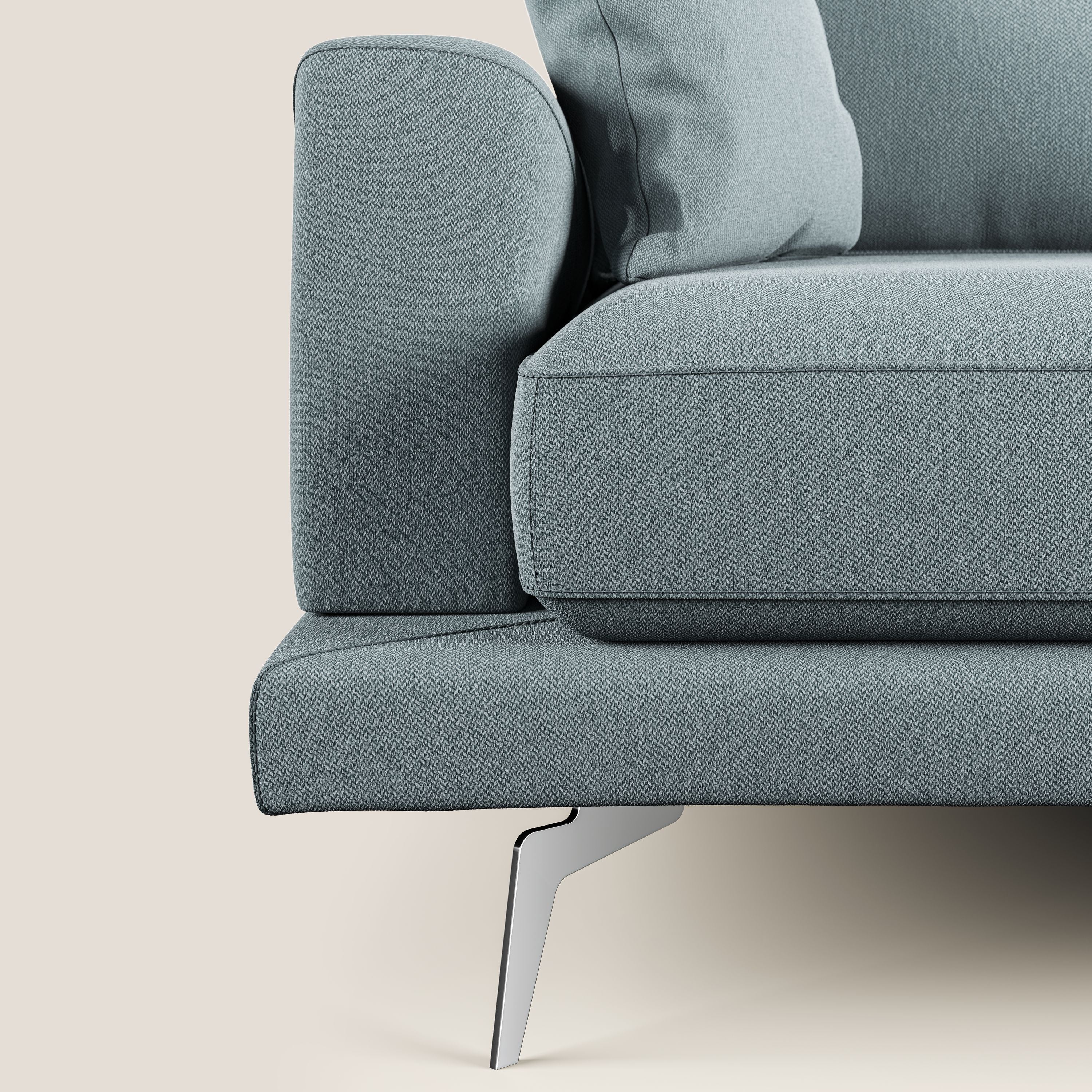 Dorian divano moderno angolare con penisola in tessuto morbido antimacchia T05 carta da zucchero - divani.store