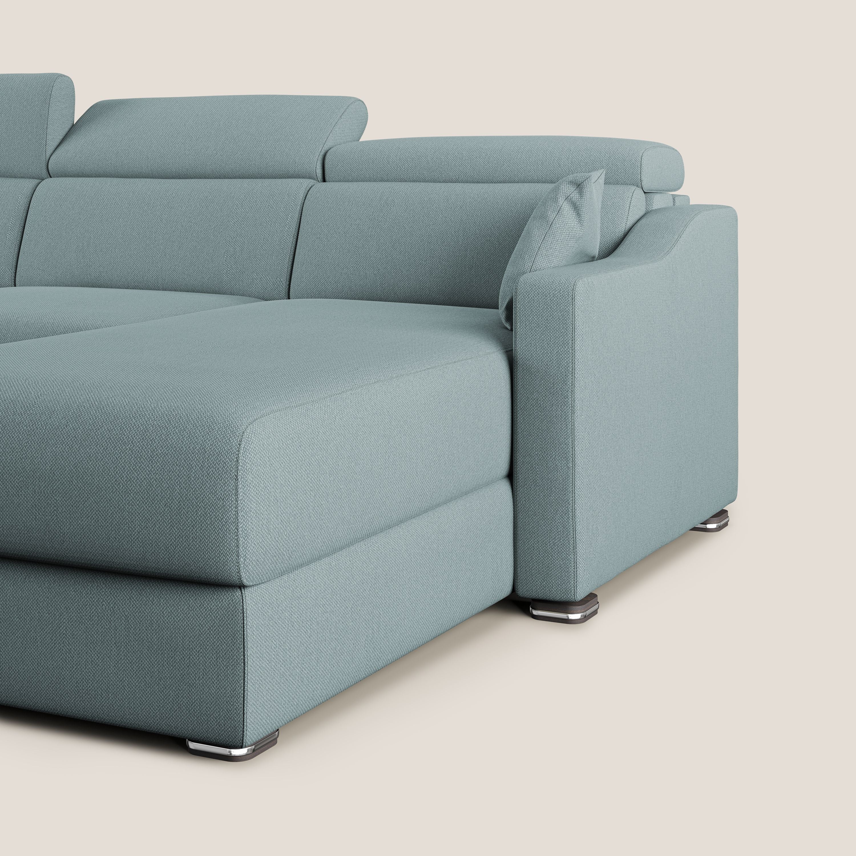 Amber divano letto angolare in tessuto smacchiabile T05 carta da zucchero - divani.store