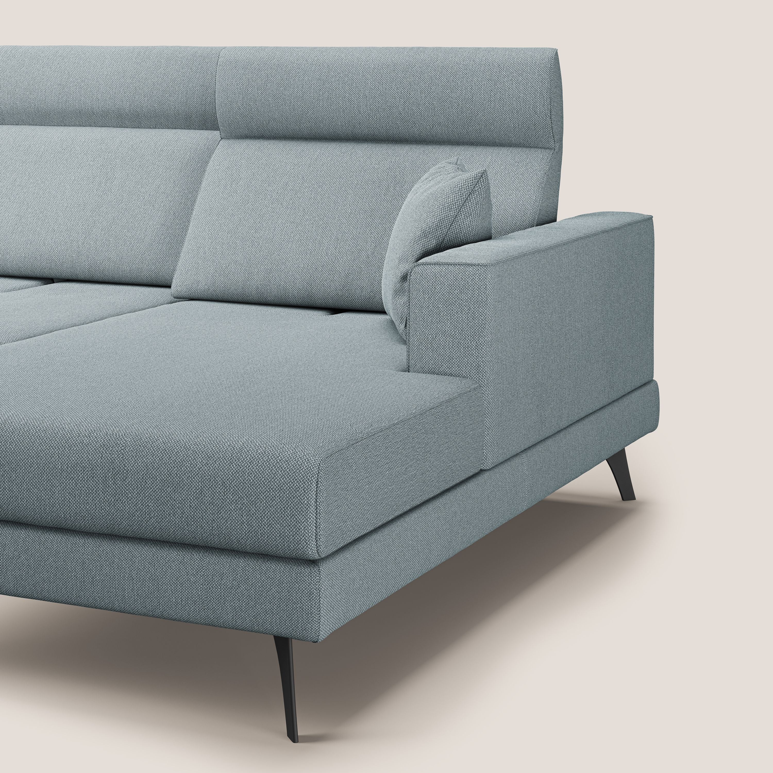 Slide Divano angolare con schienali traslanti e poggiatesta regolabili in tessuto smacchiabile T05 carta da zucchero - divani.store