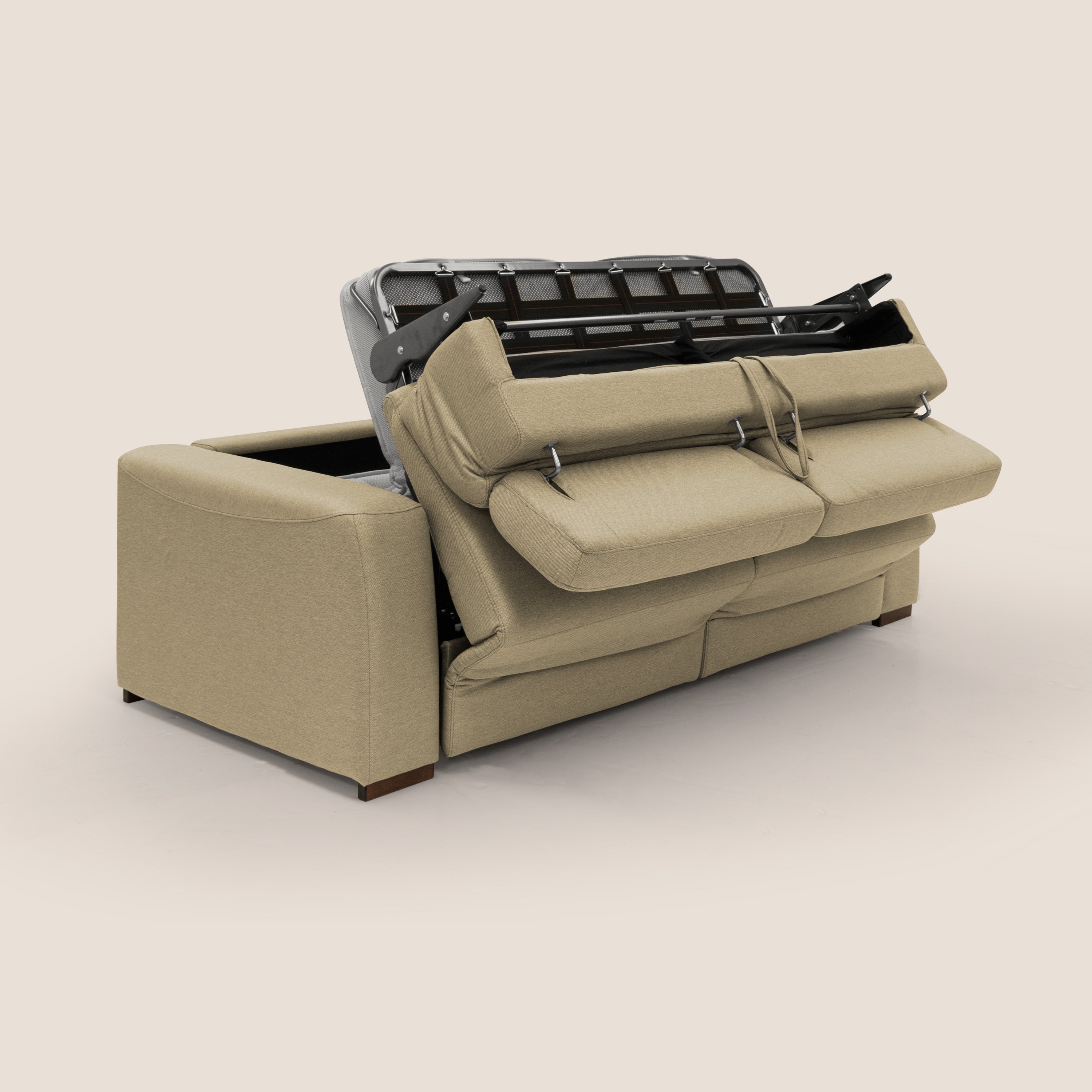 Poseidon divano letto + relax elettrico in tessuto smacchiabile impermeabile T05 cammello - divani.store