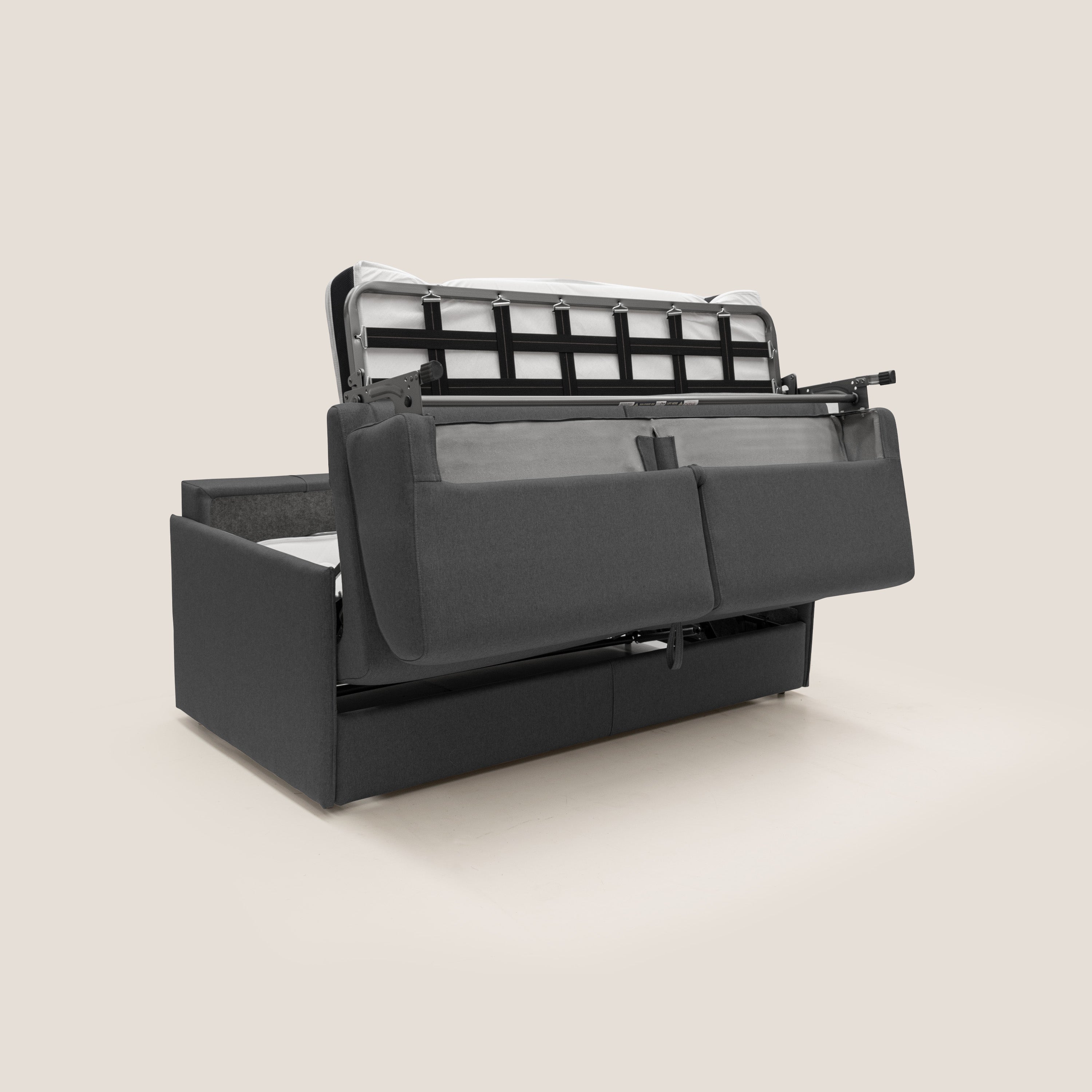 Evans Divano letto matrimoniale in tessuto impermeabile T13 antracite - divani.store