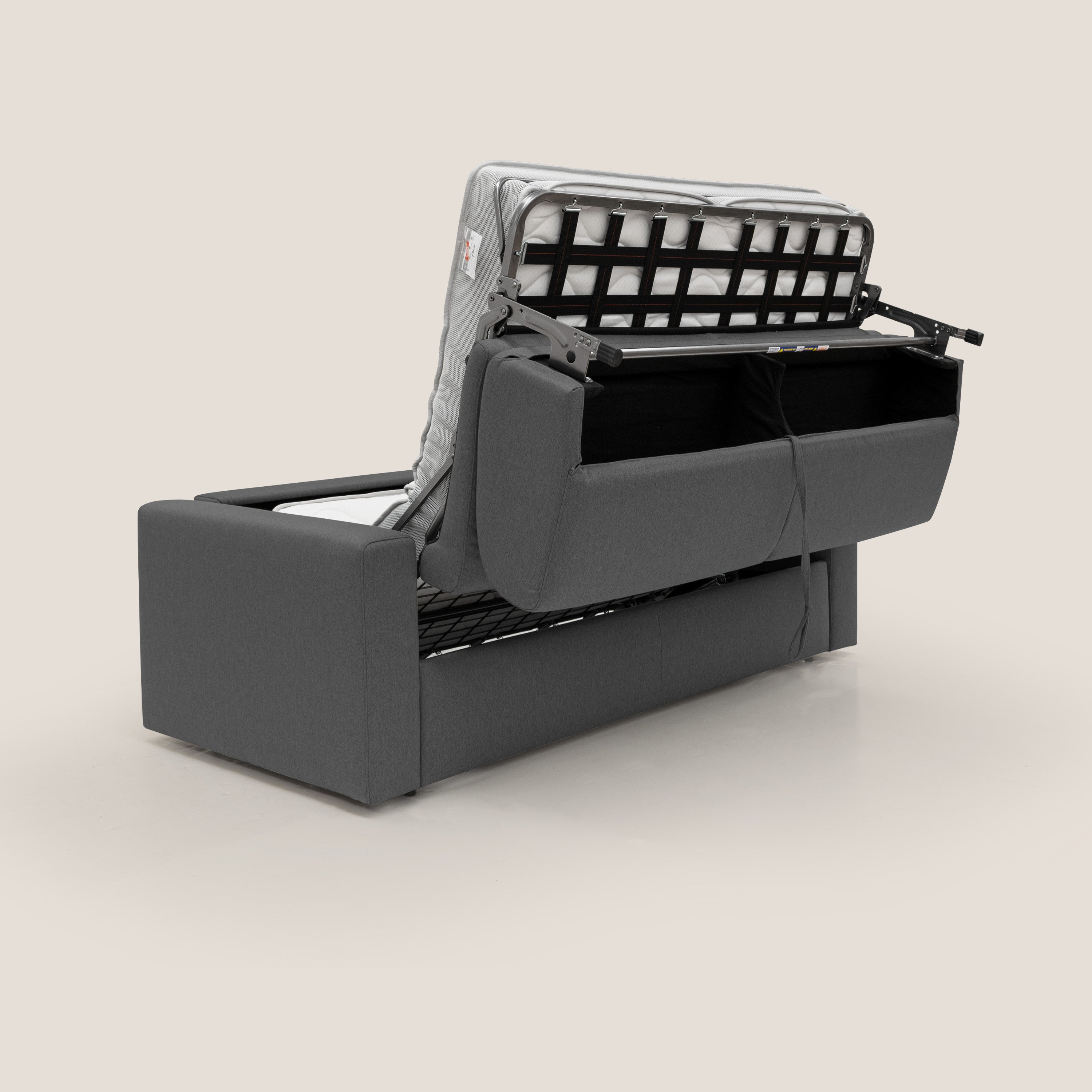 Kansas Divano letto matrimoniale alto 20 cm in tessuto impermeabile misto cotone T13 antracite - divani.store