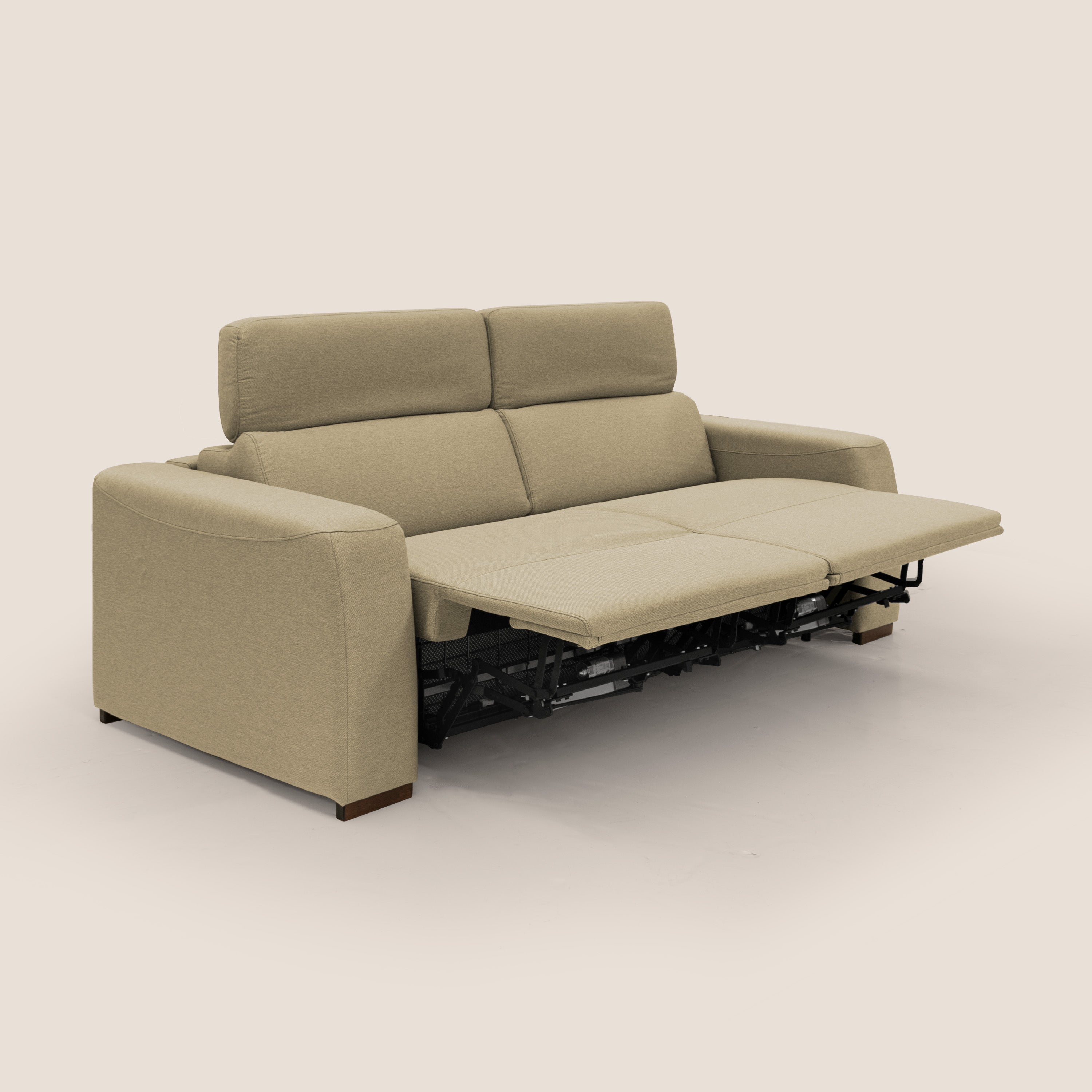 Poseidon divano letto + relax elettrico in tessuto smacchiabile impermeabile T05 cammello - divani.store