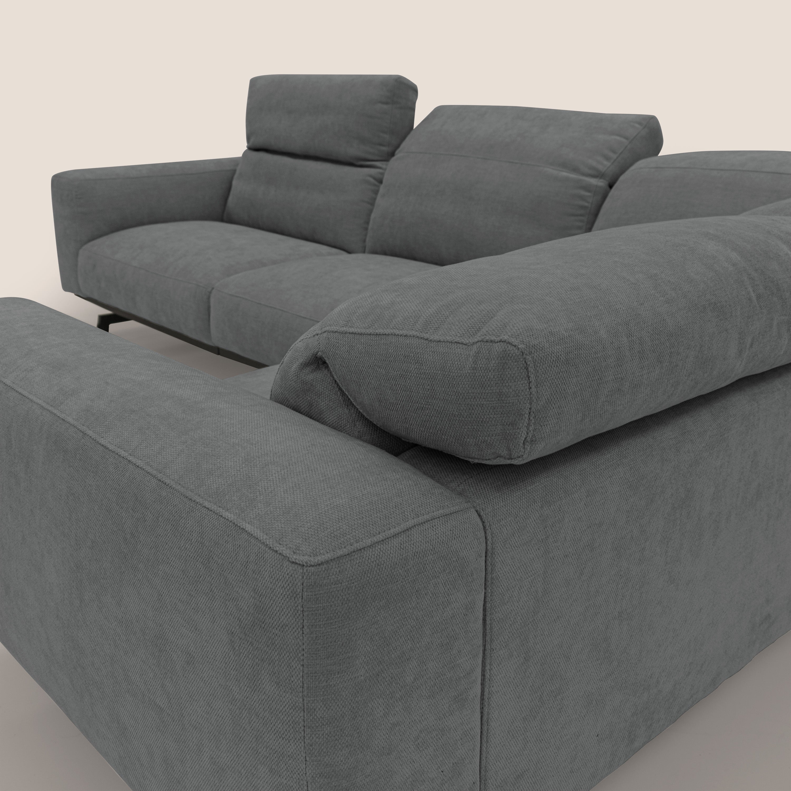 Sakura Canapé d'angle RÉVERSIBLE et modulable en tissu doux et imperméable T14 gris