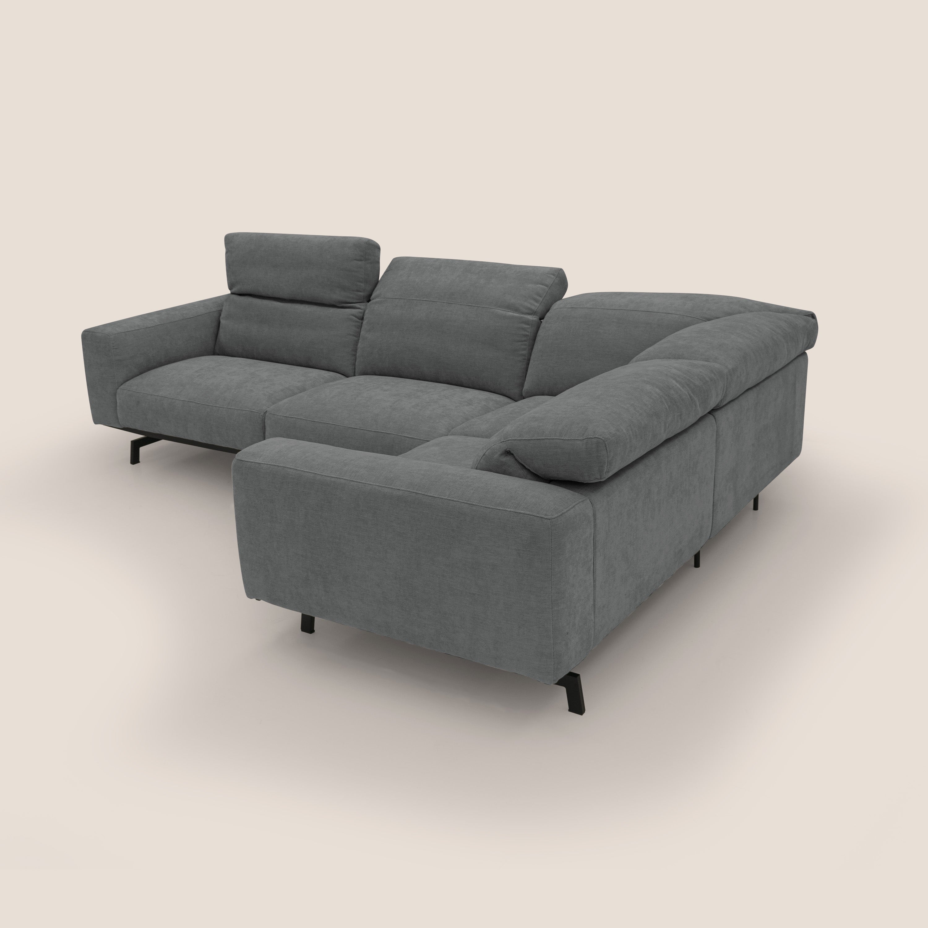 Sakura Canapé d'angle RÉVERSIBLE et modulable en tissu doux et imperméable T14 gris