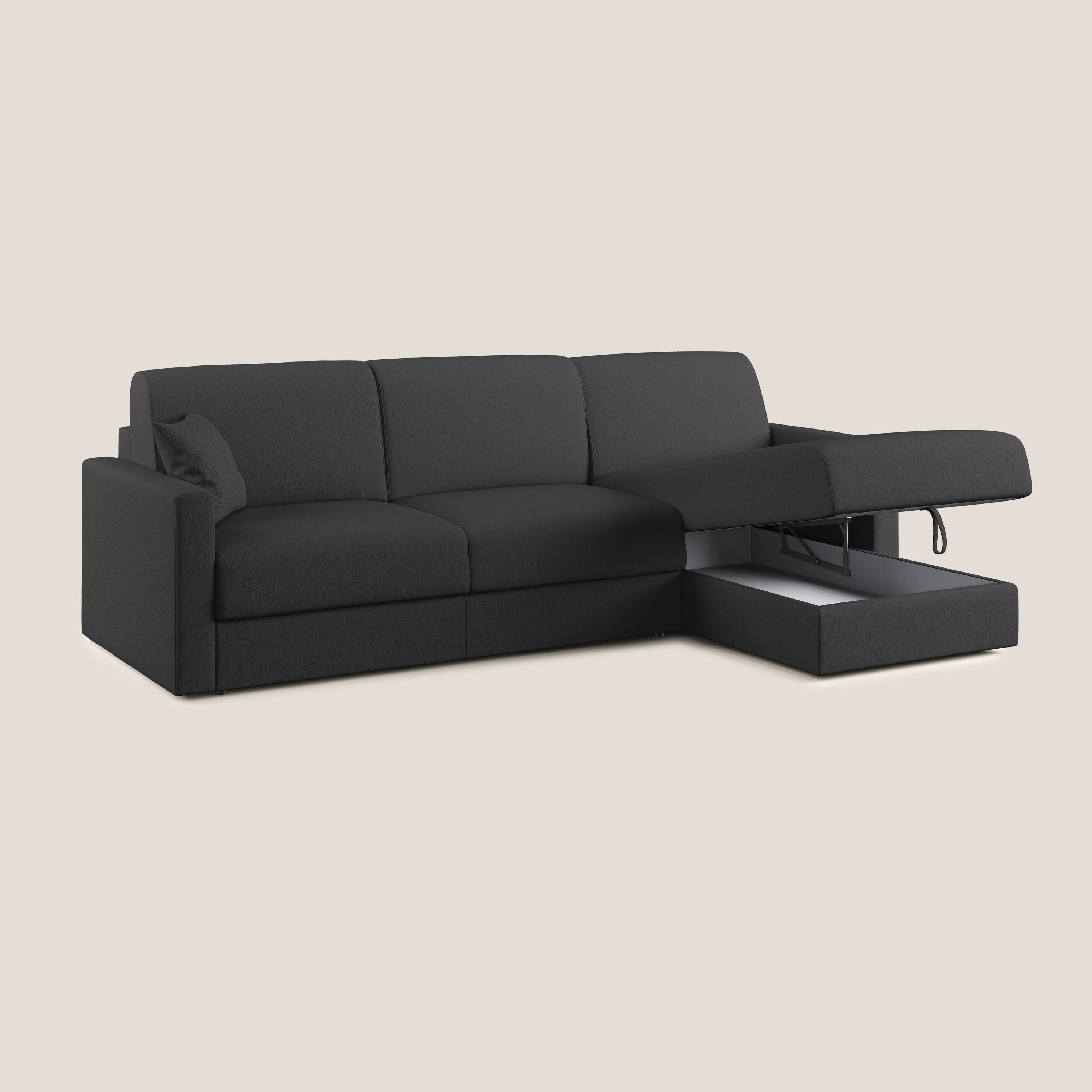 Chris Divano letto angolare 5 posti in tessuto impermeabile T13 antracite - divani.store