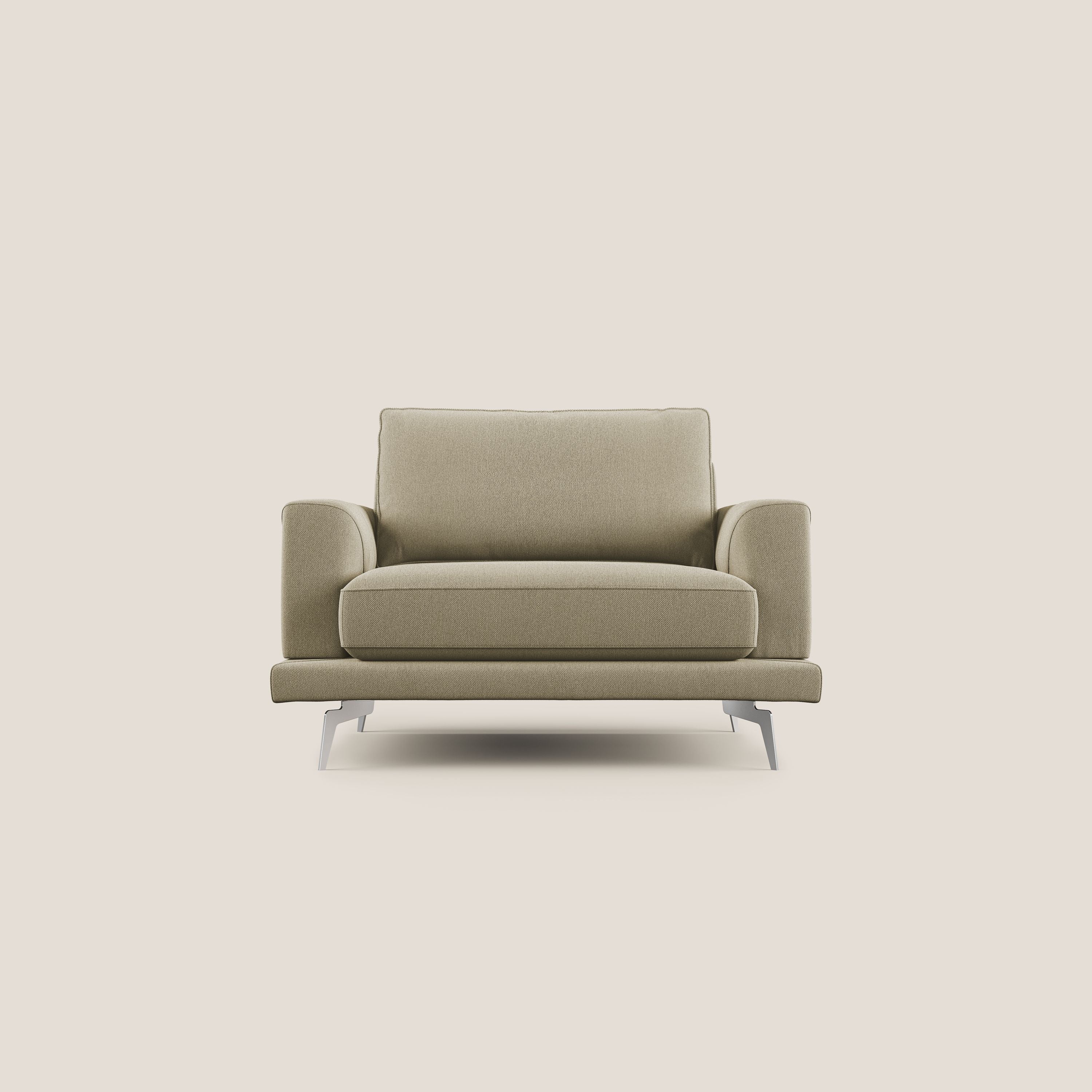 Dorian poltrona moderna in tessuto smacchiabile T05 cammello - divani.store