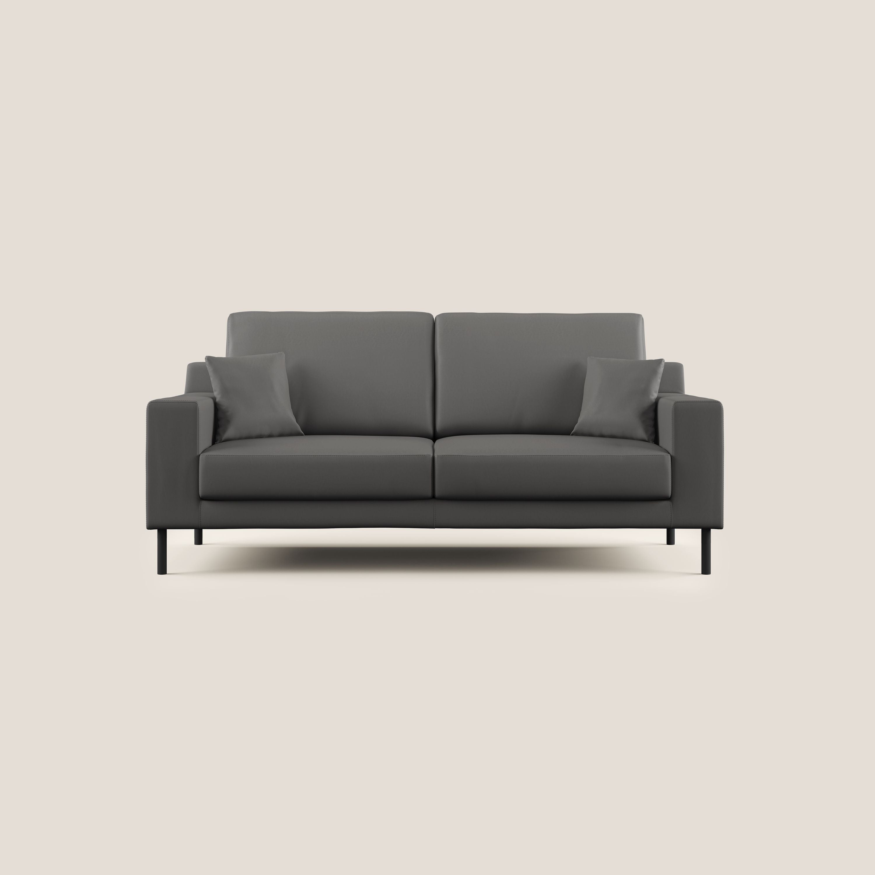 Uranio divano moderno lineare in Ecopelle impermeabile T04 antracite - divani.store
