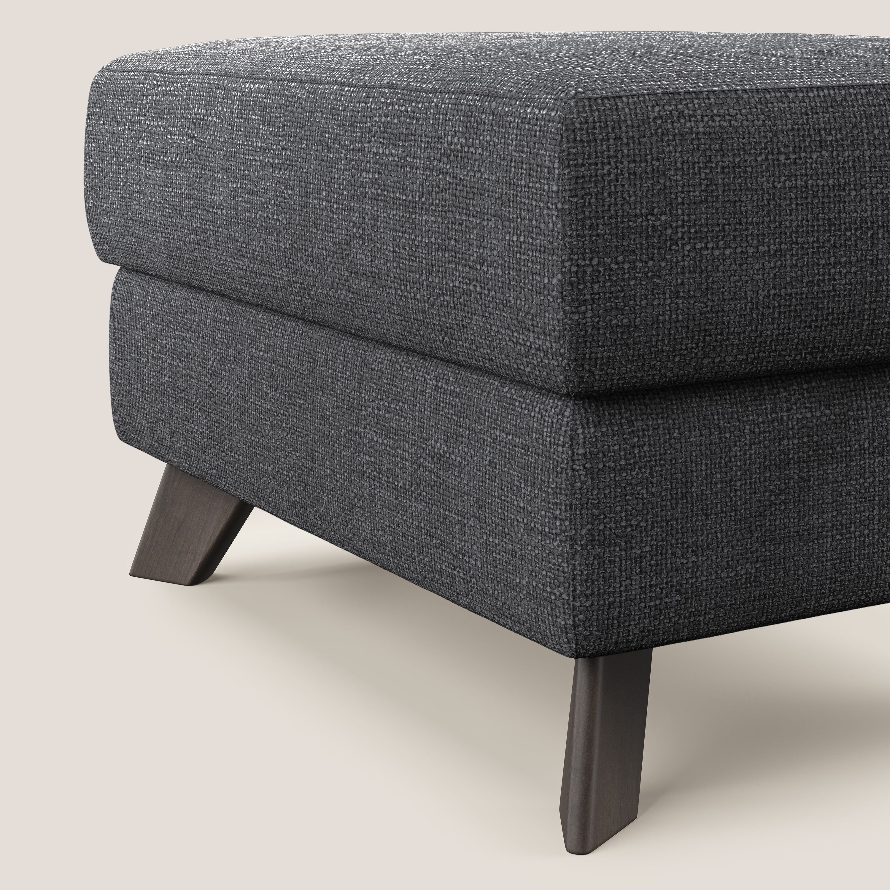 Moon Pouf contenitore e piedini alti in tessuto morbido ad intreccio soft-touch impermeabile T06 antracite - divani.store