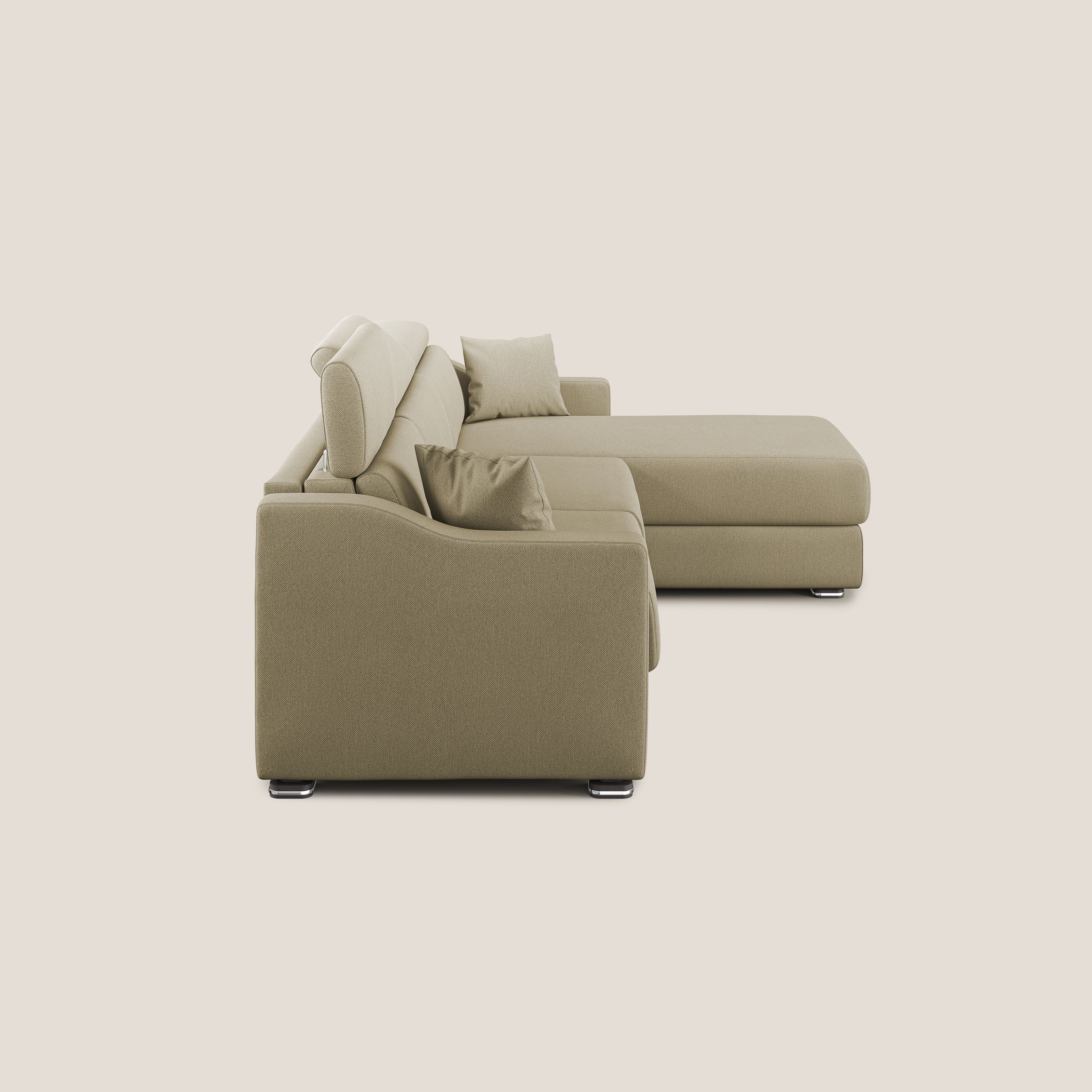 Amber divano letto angolare in tessuto smacchiabile T05 cammello - divani.store